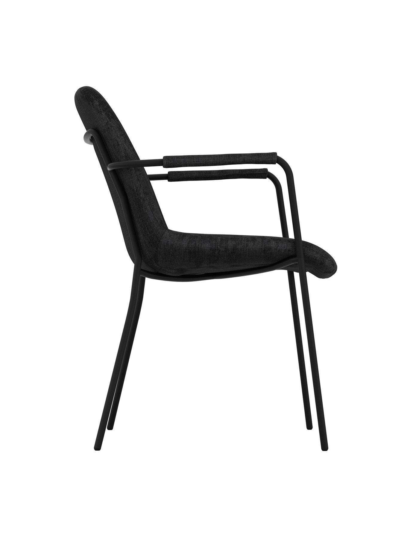 Image 4 of 7 of LPD Home Set Of 2 Carlo Black Dining Chairs With Arms