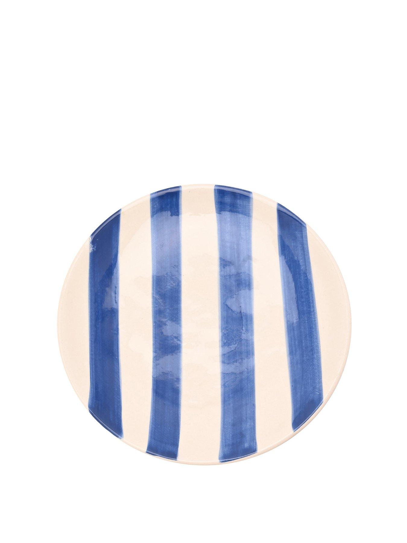Hestia Blue & White Striped Side Plate 16Cm