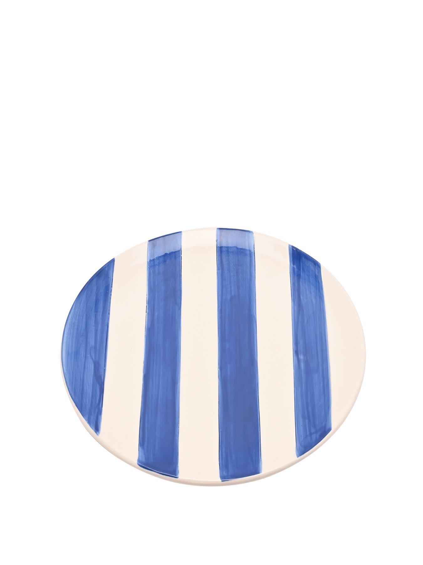 Hestia Blue  &  White Striped Plate 27cm - Set Of 4