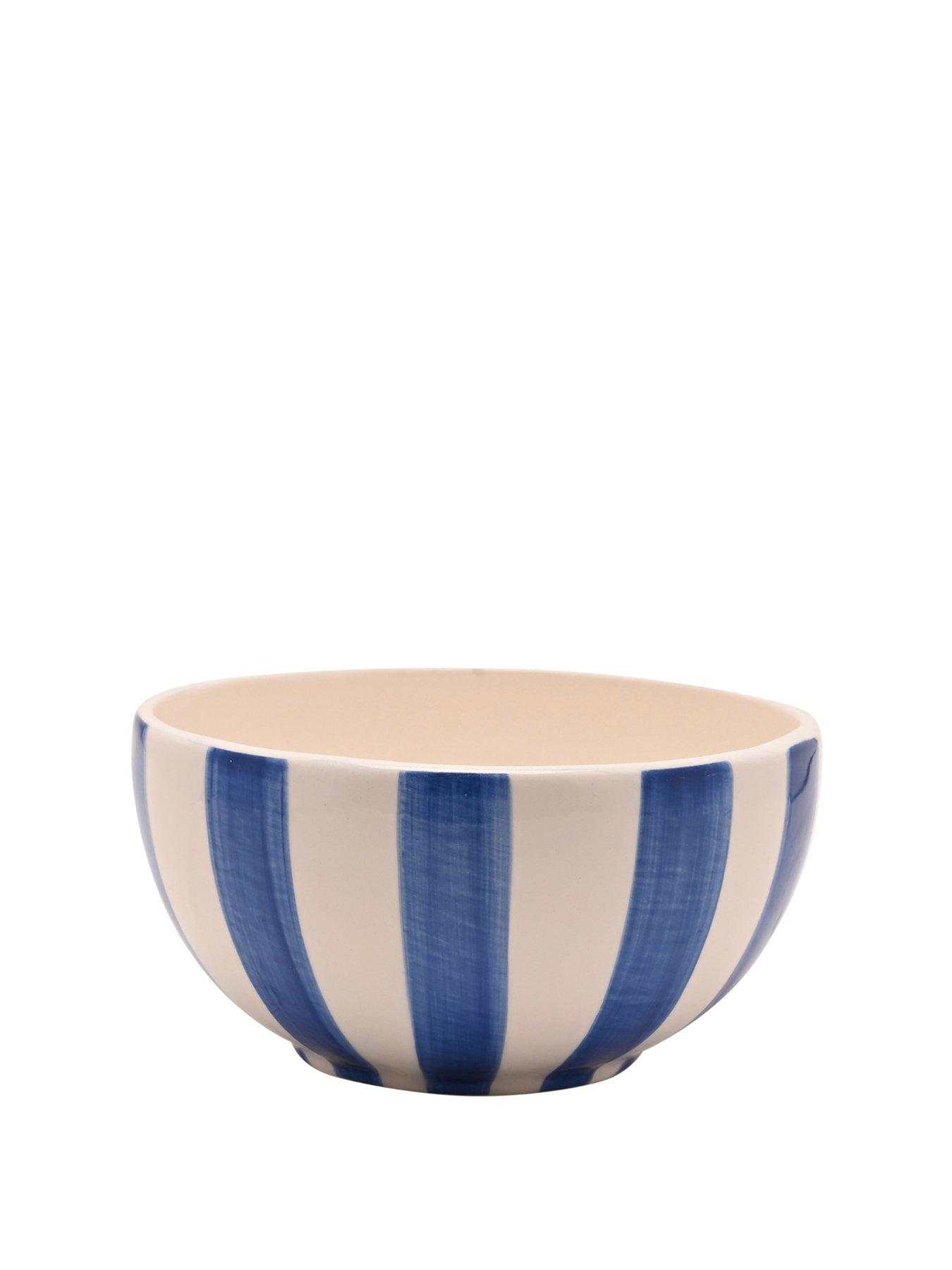 Hestia Blue  &  White Striped Bowl - Set Of 4