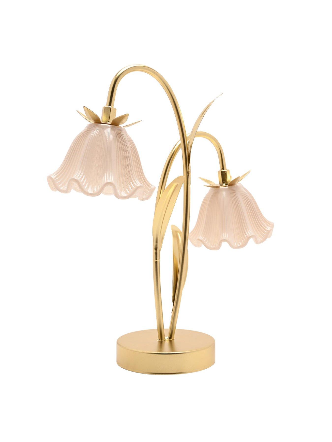 Image 2 of 4 of Hestia Floral 2 Stem Led Table Lamp - Gold