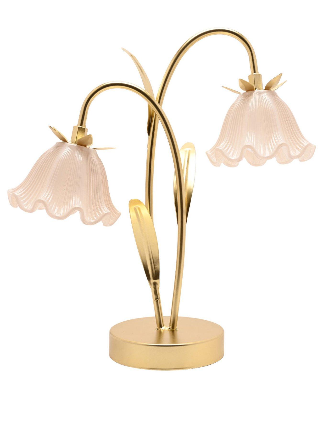 Image 4 of 4 of Hestia Floral 2 Stem Led Table Lamp - Gold
