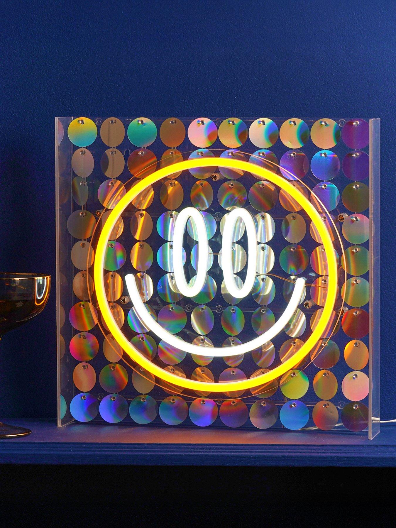 Hestia Signography Neon Collection Wall Or Mantel Sign - Smiley