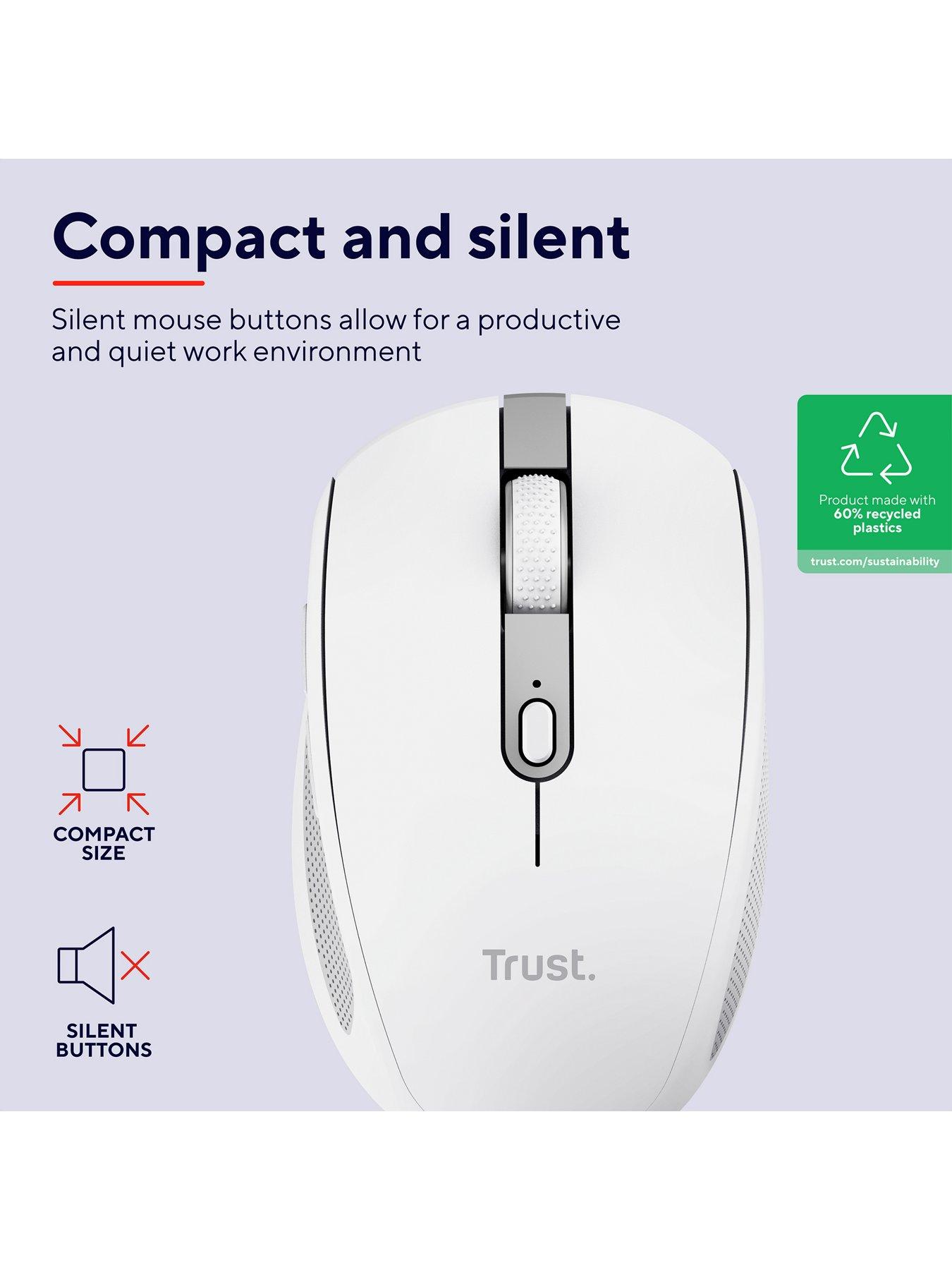 Image 2 of 8 of Trust Ozaa Compact Multi-Device Wireless Mouse with silent Click - White