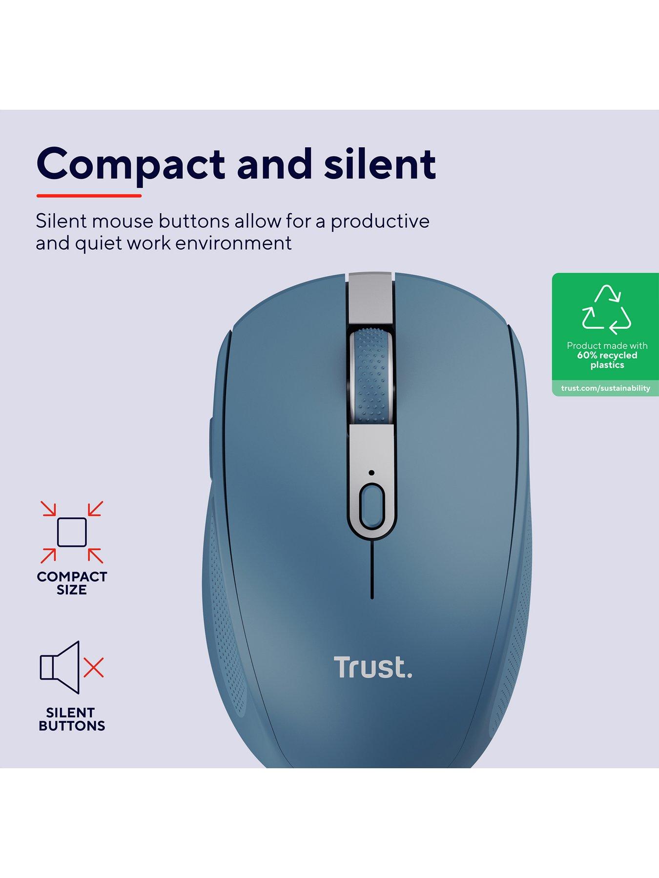 Image 2 of 8 of Trust Ozaa Compact Multi-Device Wireless Mouse with silent Click - Blue