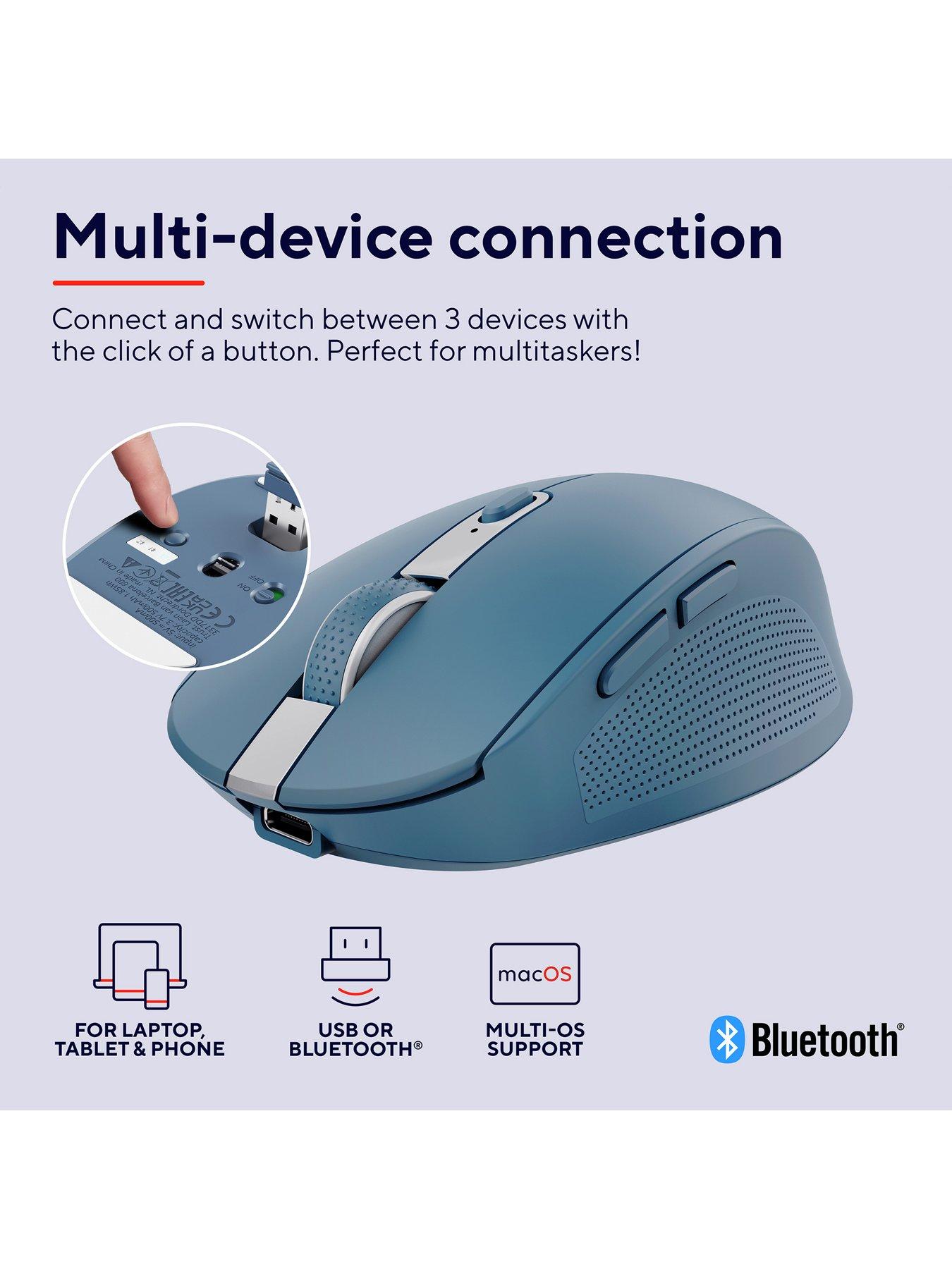 Image 3 of 8 of Trust Ozaa Compact Multi-Device Wireless Mouse with silent Click - Blue