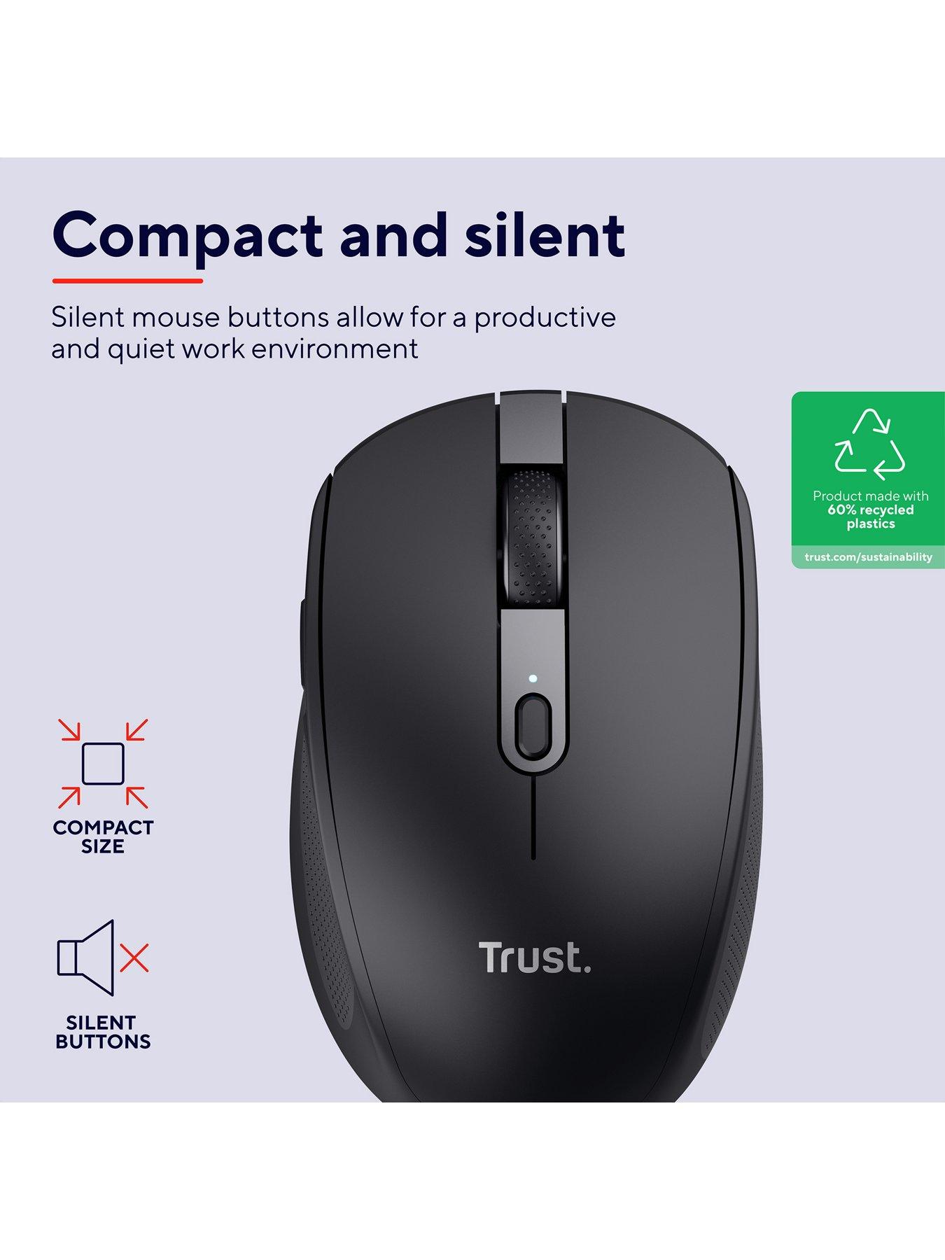 Image 2 of 8 of Trust Ozaa Compact Multi-Device Wireless Mouse with silent Click - Black