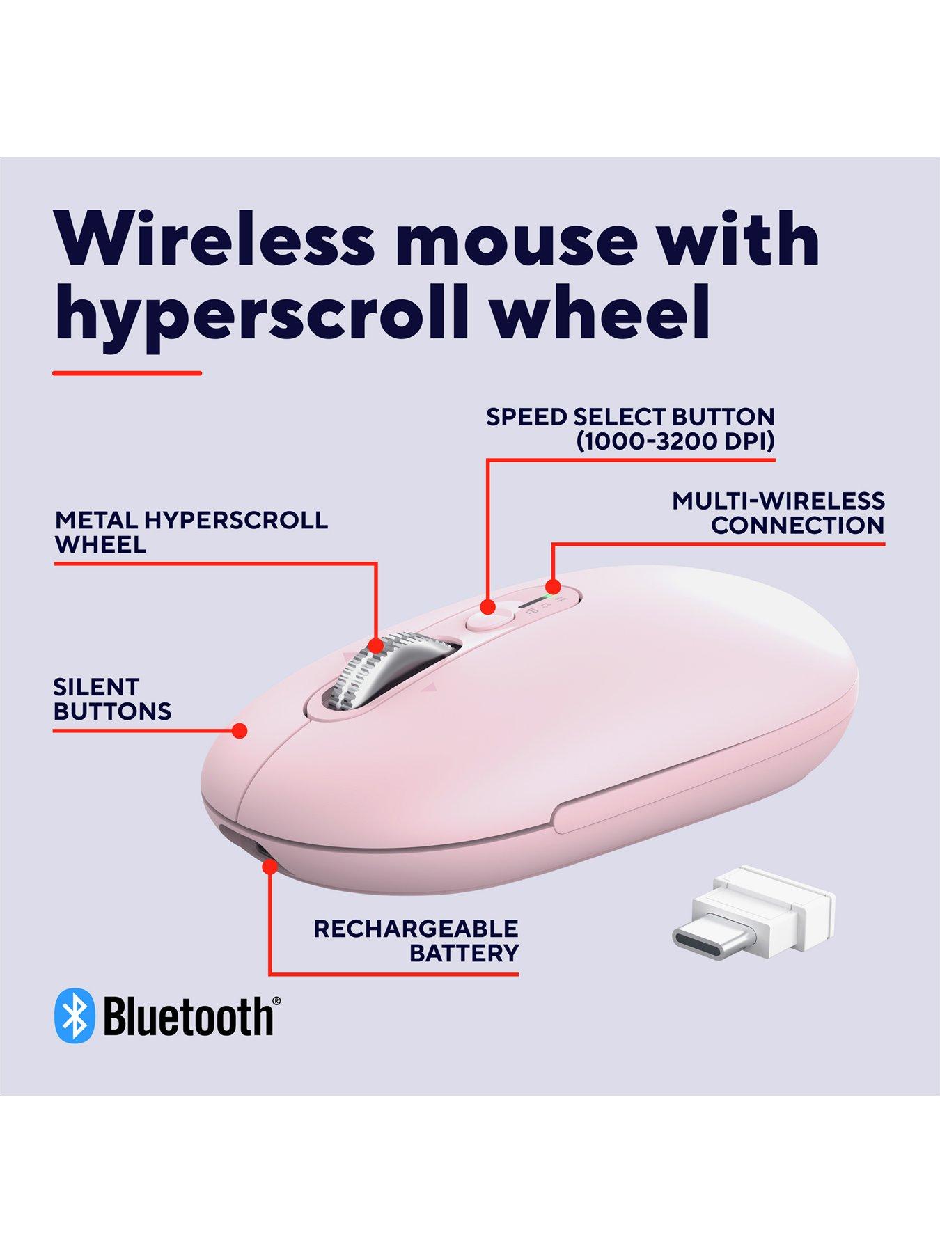 Image 2 of 8 of Trust Seron Slim Multi-Wireless Hyperscroll Mouse - Pink