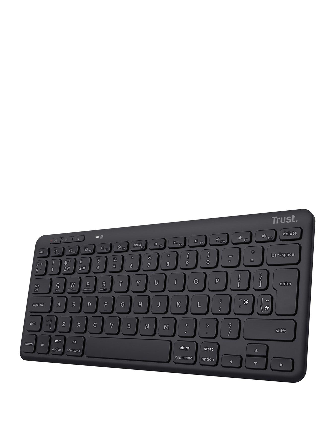 Trust Lyra Compact Multi-Device Wireless Keyboard for PC/ Laptop - UK Layout, Black