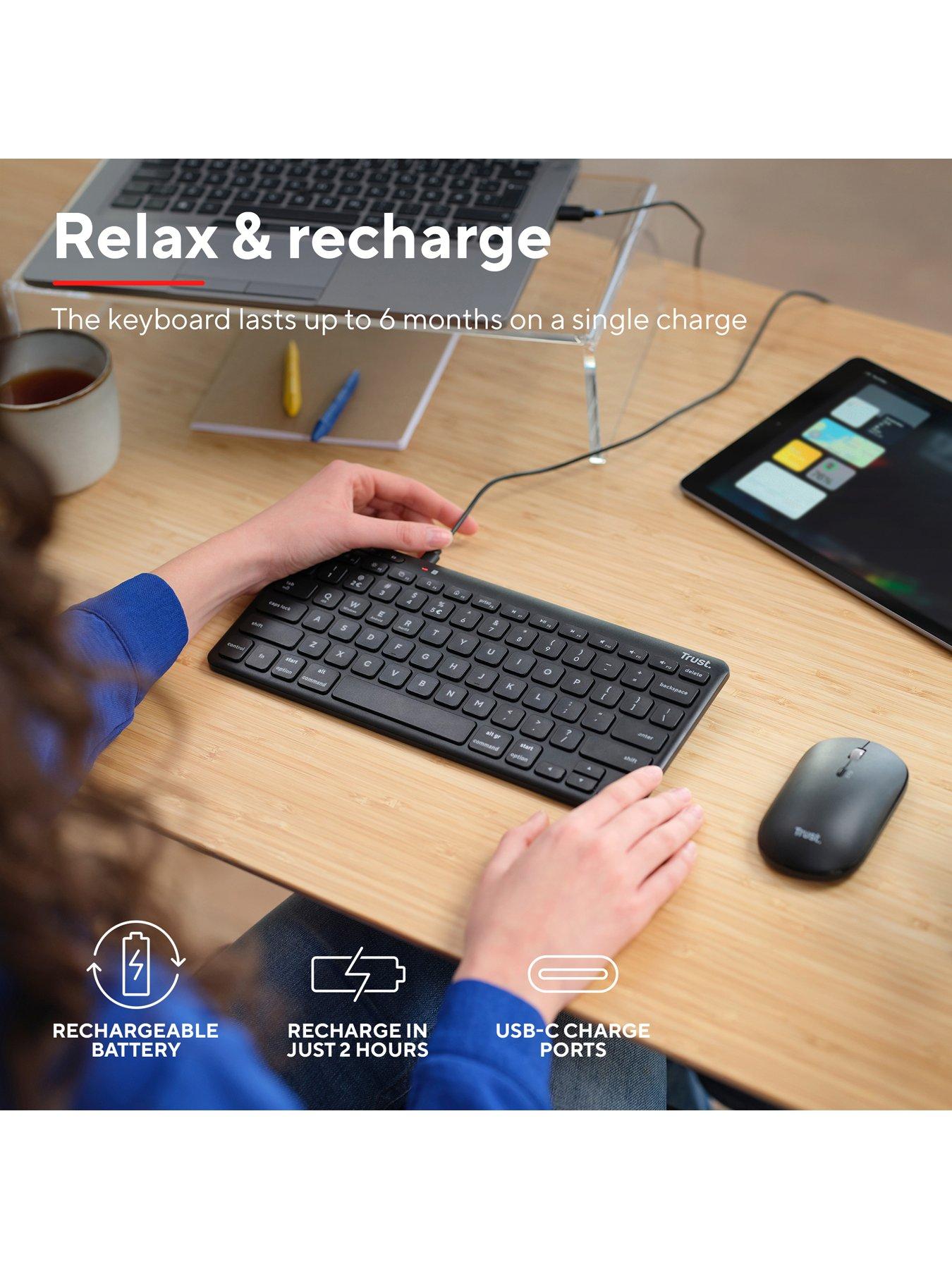 Image 5 of 8 of Trust Lyra Compact Multi-Device Wireless Keyboard for PC/ Laptop - UK Layout, Black