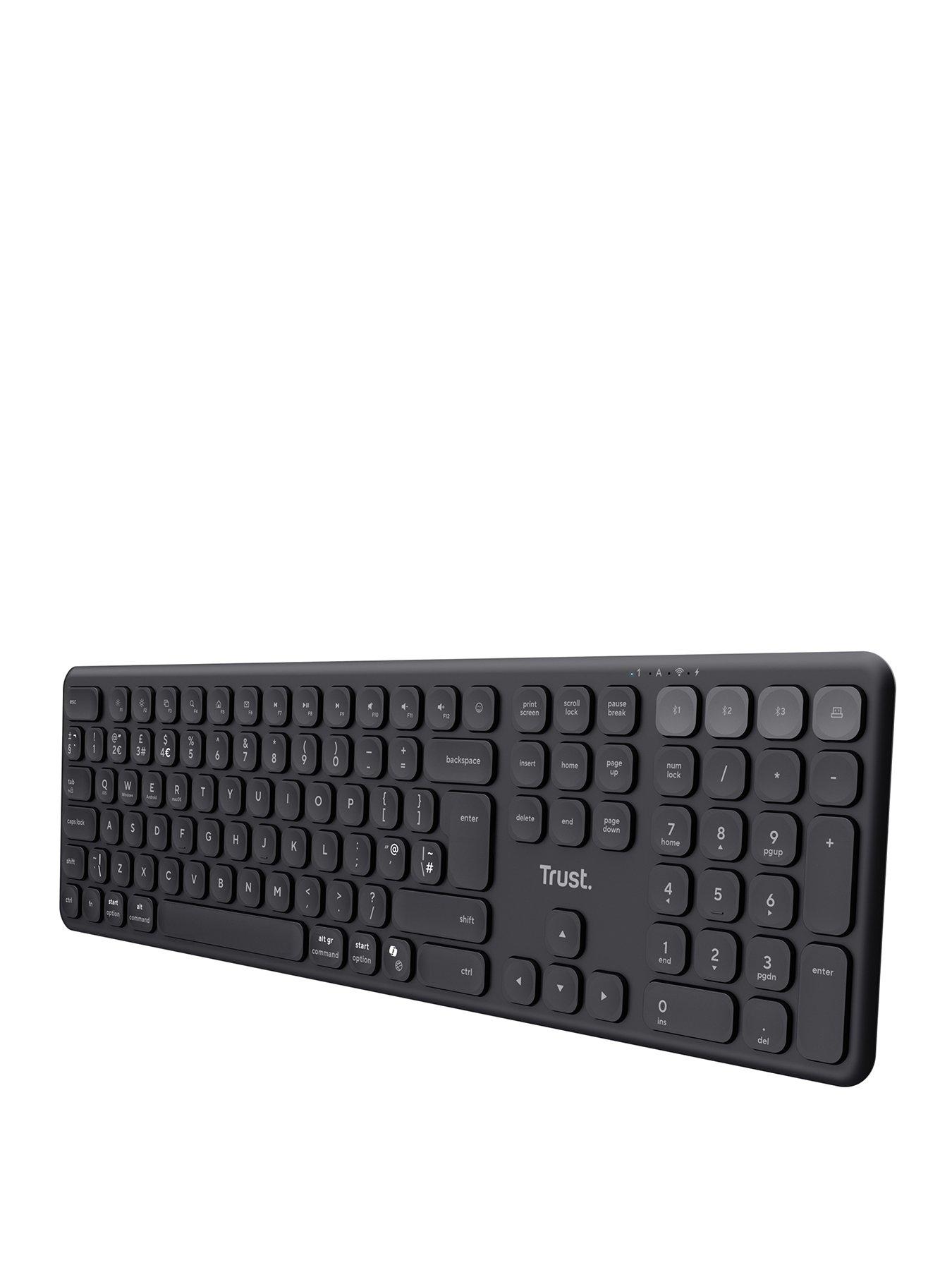 Image 1 of 8 of Trust Vaiya Multi-Device Wireless Keyboard for PC/ Laptop - UK Layout, Black