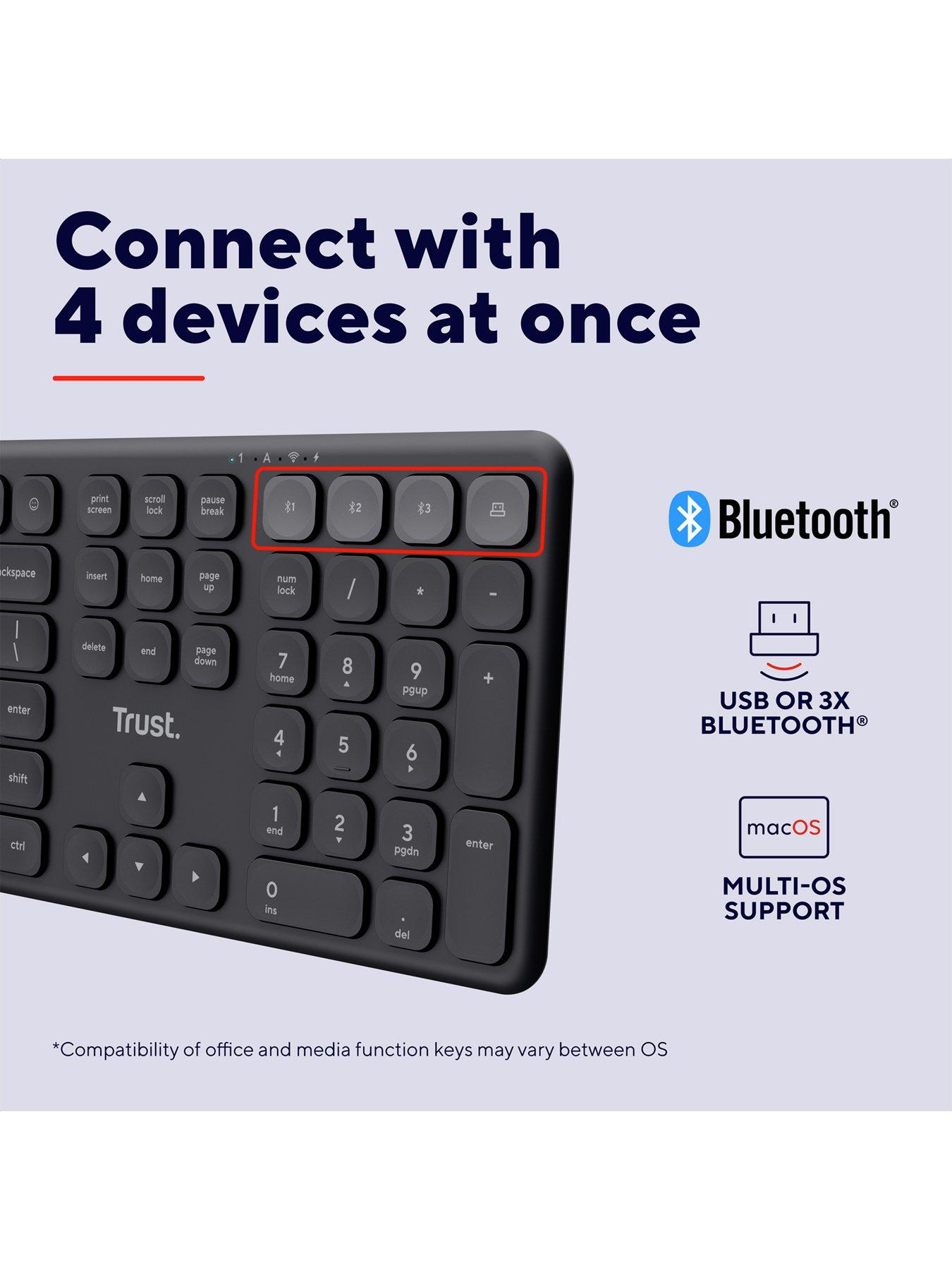 Image 4 of 8 of Trust Vaiya Multi-Device Wireless Keyboard for PC/ Laptop - UK Layout, Black