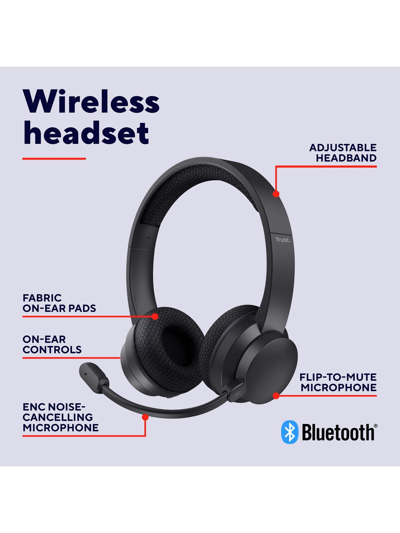 Image 2 of 8 of Trust Ayda Wireless Headset with ENC Noise-Cancelling Microphone, Black
