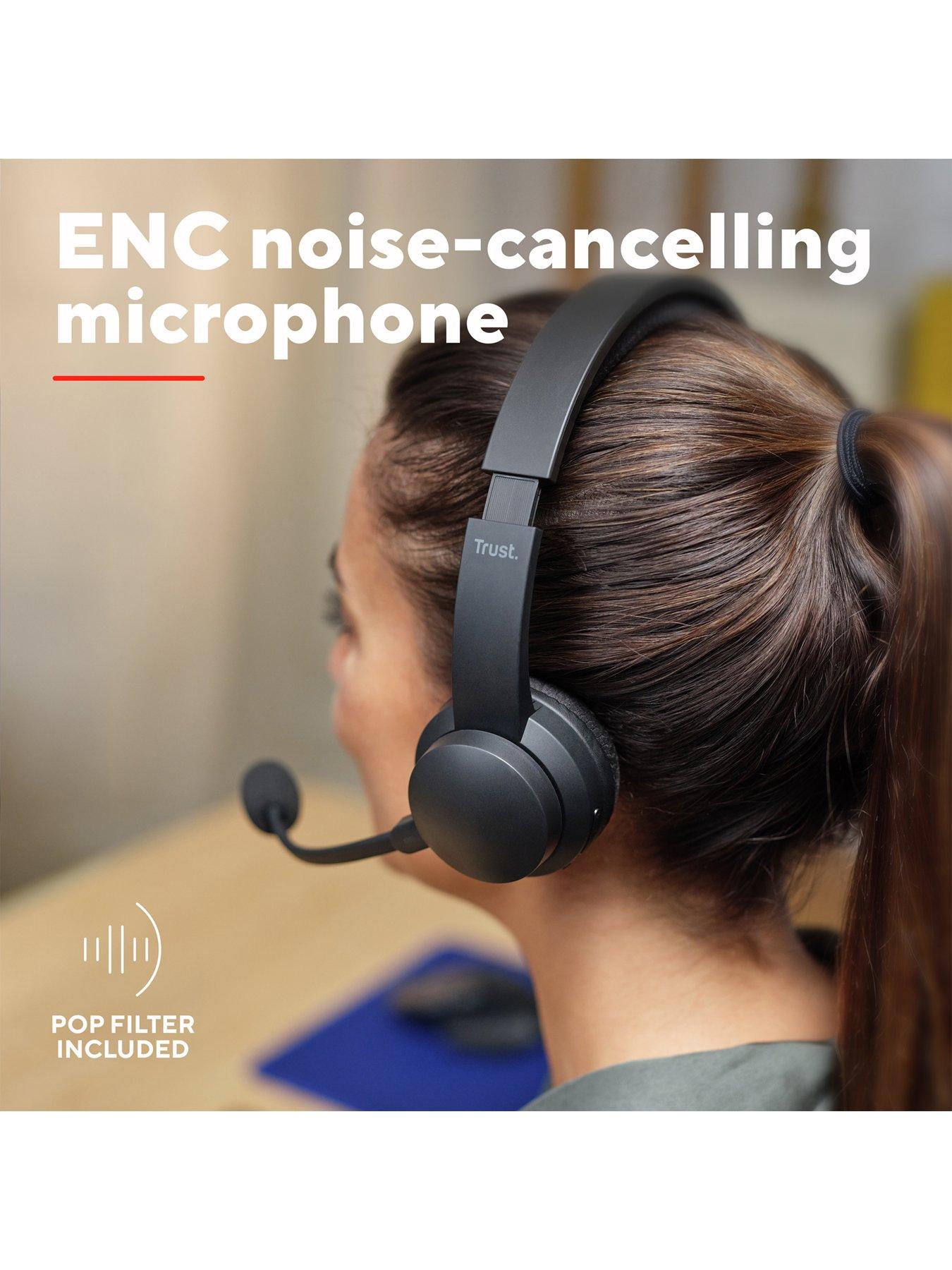 Image 6 of 8 of Trust Ayda Wireless Headset with ENC Noise-Cancelling Microphone, Black