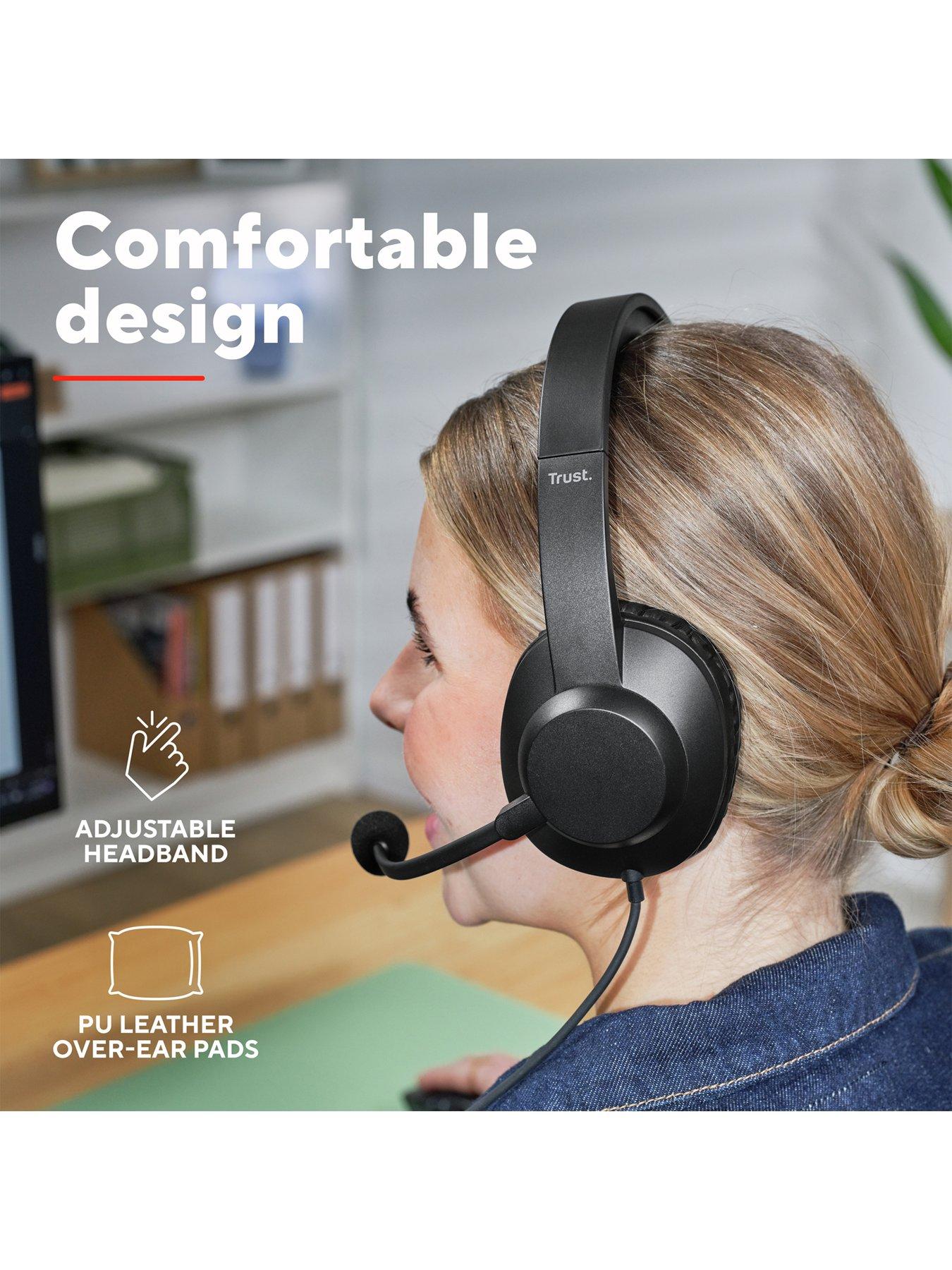 Image 4 of 8 of Trust Ayda Max USB Headset - Wired Office Headset with Microphone, Black
