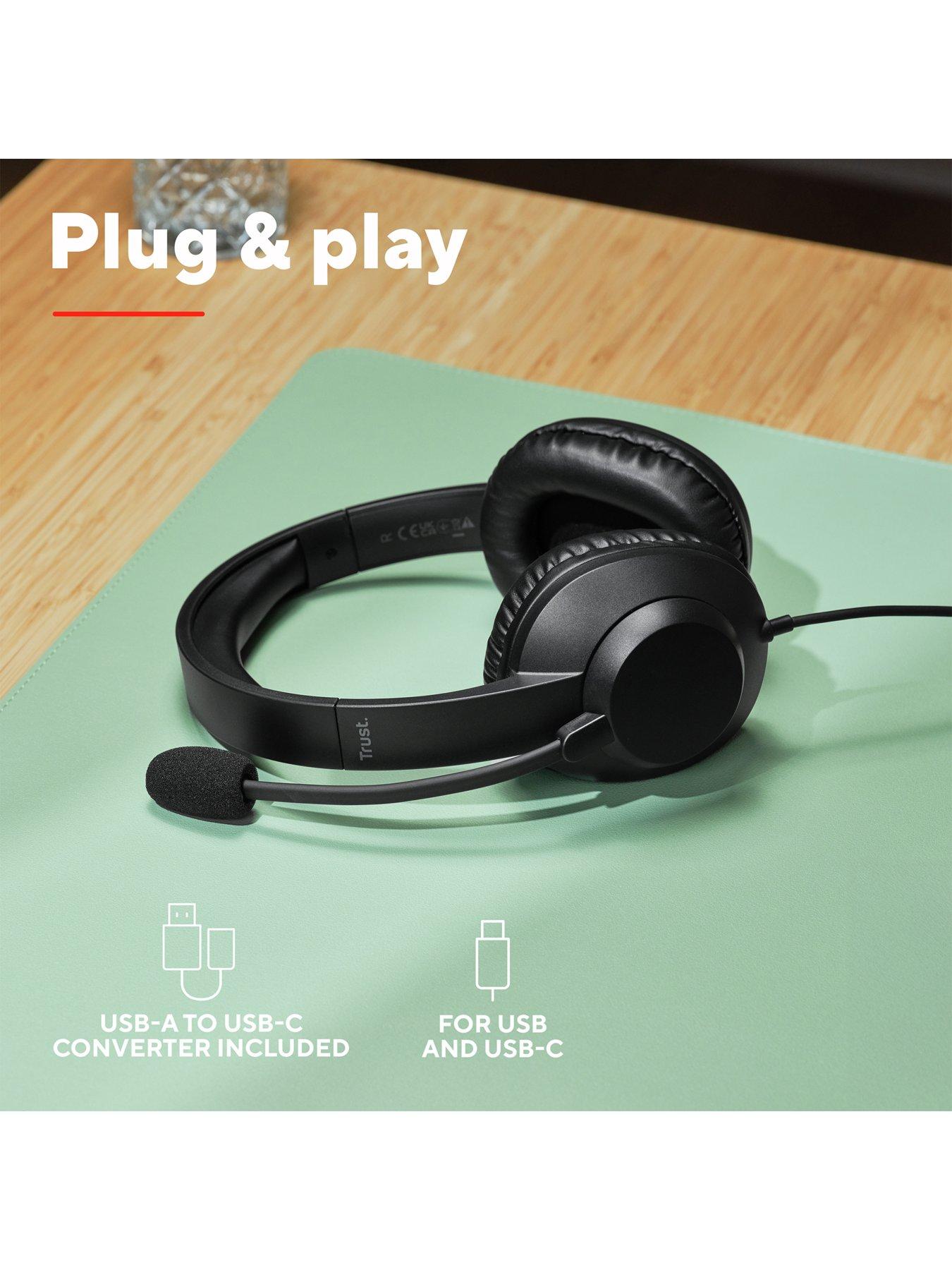 Image 6 of 8 of Trust Ayda Max USB Headset - Wired Office Headset with Microphone, Black
