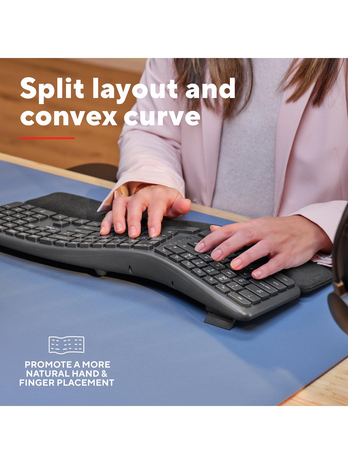 Image 4 of 8 of Trust Keyra Ergonomic Multi-Device Wireless Keyboard for PC/ Laptop - UK Layout, Black