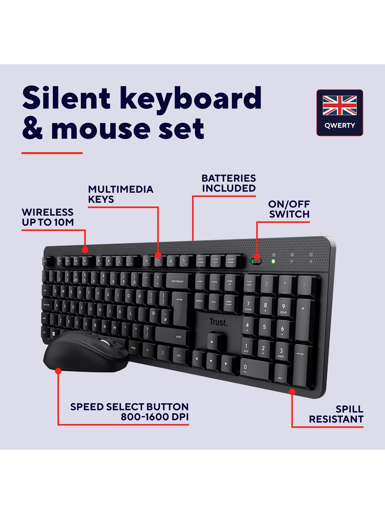 Image 2 of 8 of Trust Ody II Wireless Keyboard and Mouse Combo with Silent Keys for PC/ Laptop -&nbsp;UK Layout, Black