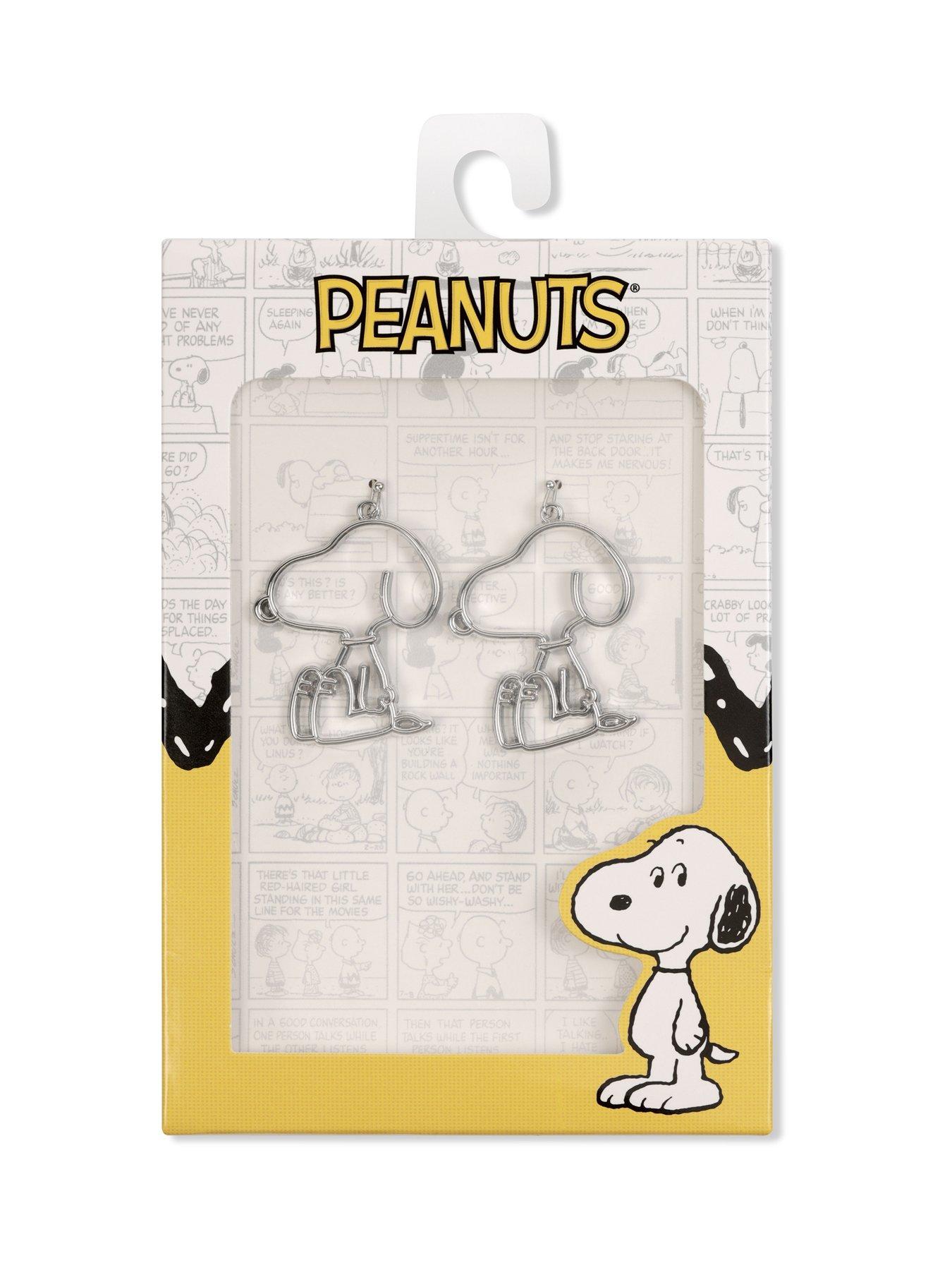 Image 3 of 3 of Snoopy Peanuts Plated Hollow Drop Earrings - Silver