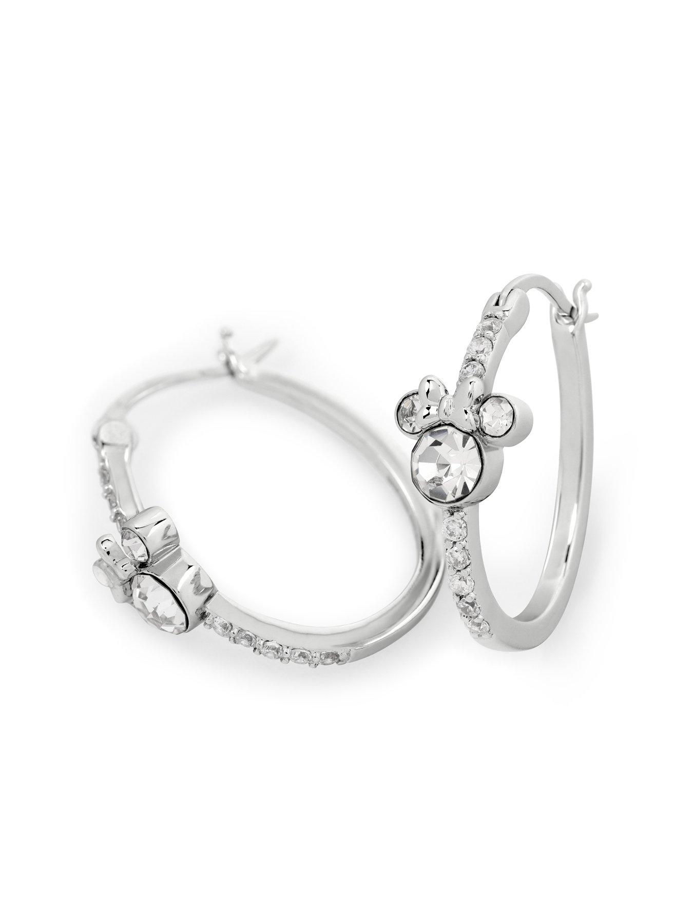 Image 2 of 4 of Disney Plated Stone Set Hoop Earrings - Silver