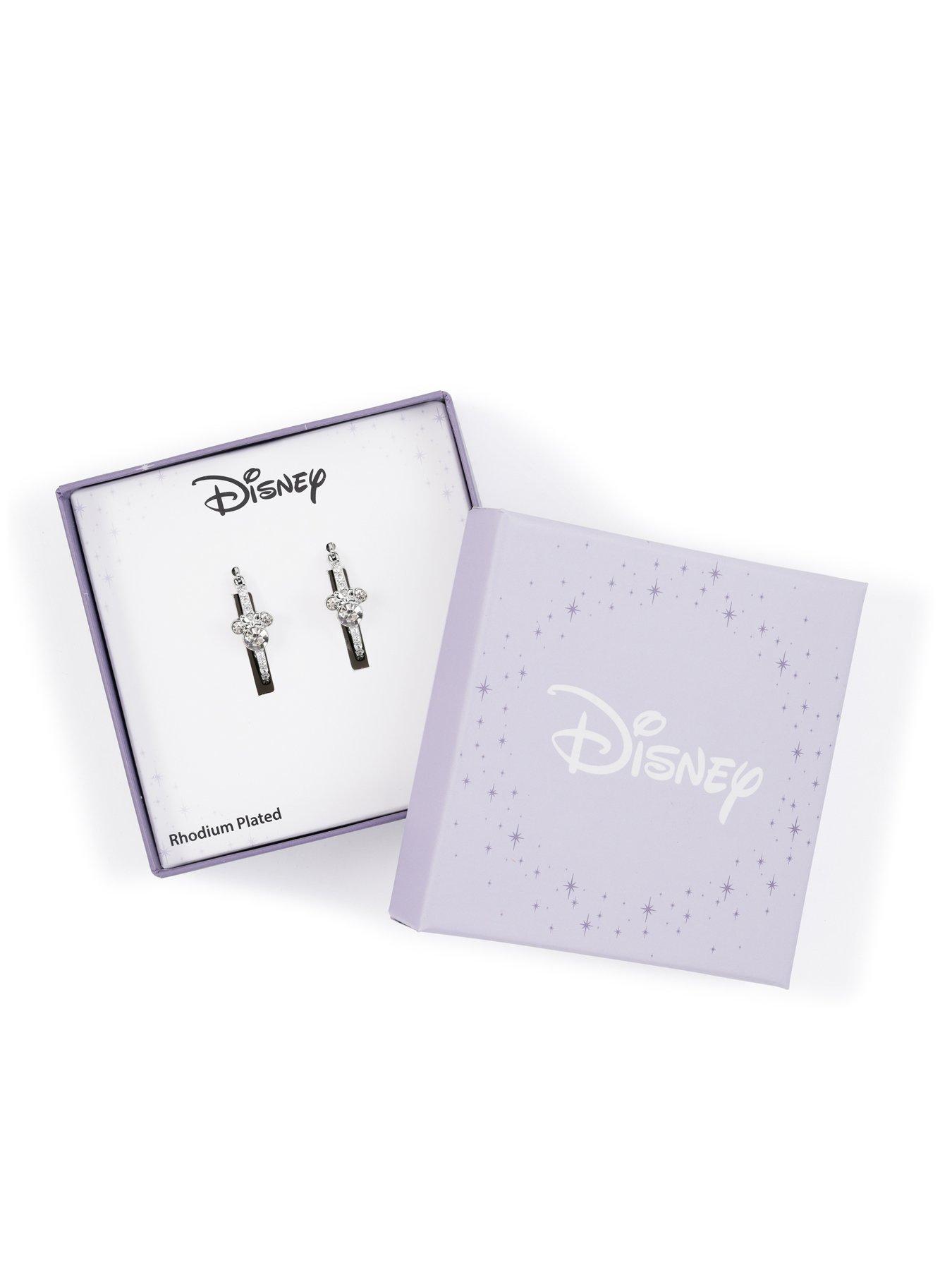 Image 4 of 4 of Disney Plated Stone Set Hoop Earrings - Silver