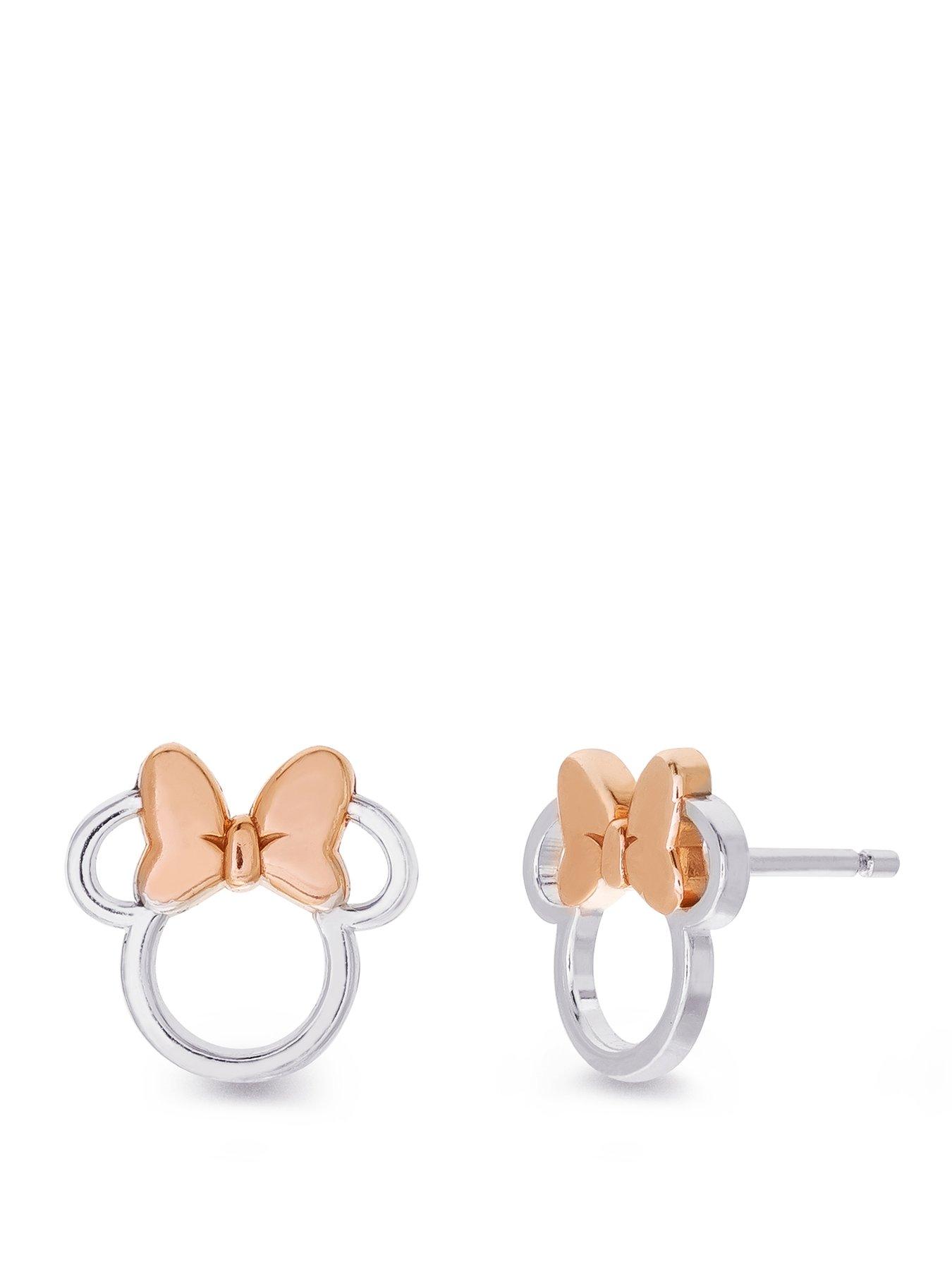 Minnie Mouse Brass Minnie Mouse Cut-Out Stud Earring - Silver