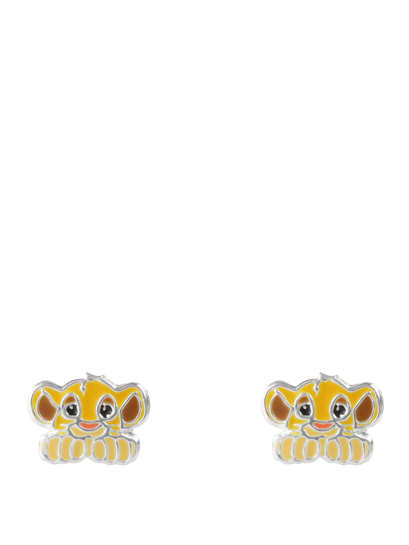 Disney The Lion King Sterling Silver 925 Simba Enamel Stamp Stud Earrings - Multi