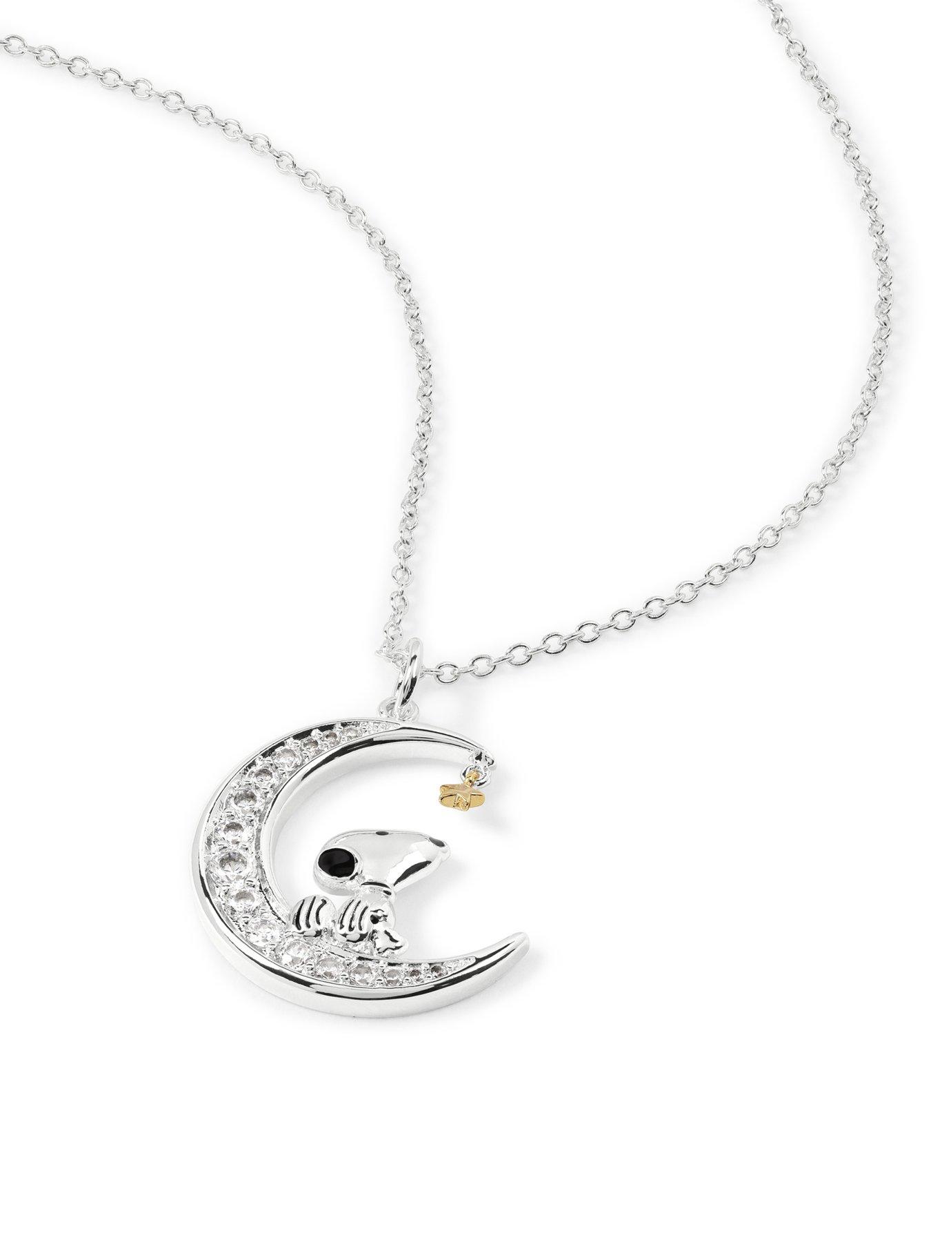 Image 2 of 4 of Snoopy Peanuts Stone Set Moon Necklace - Multi