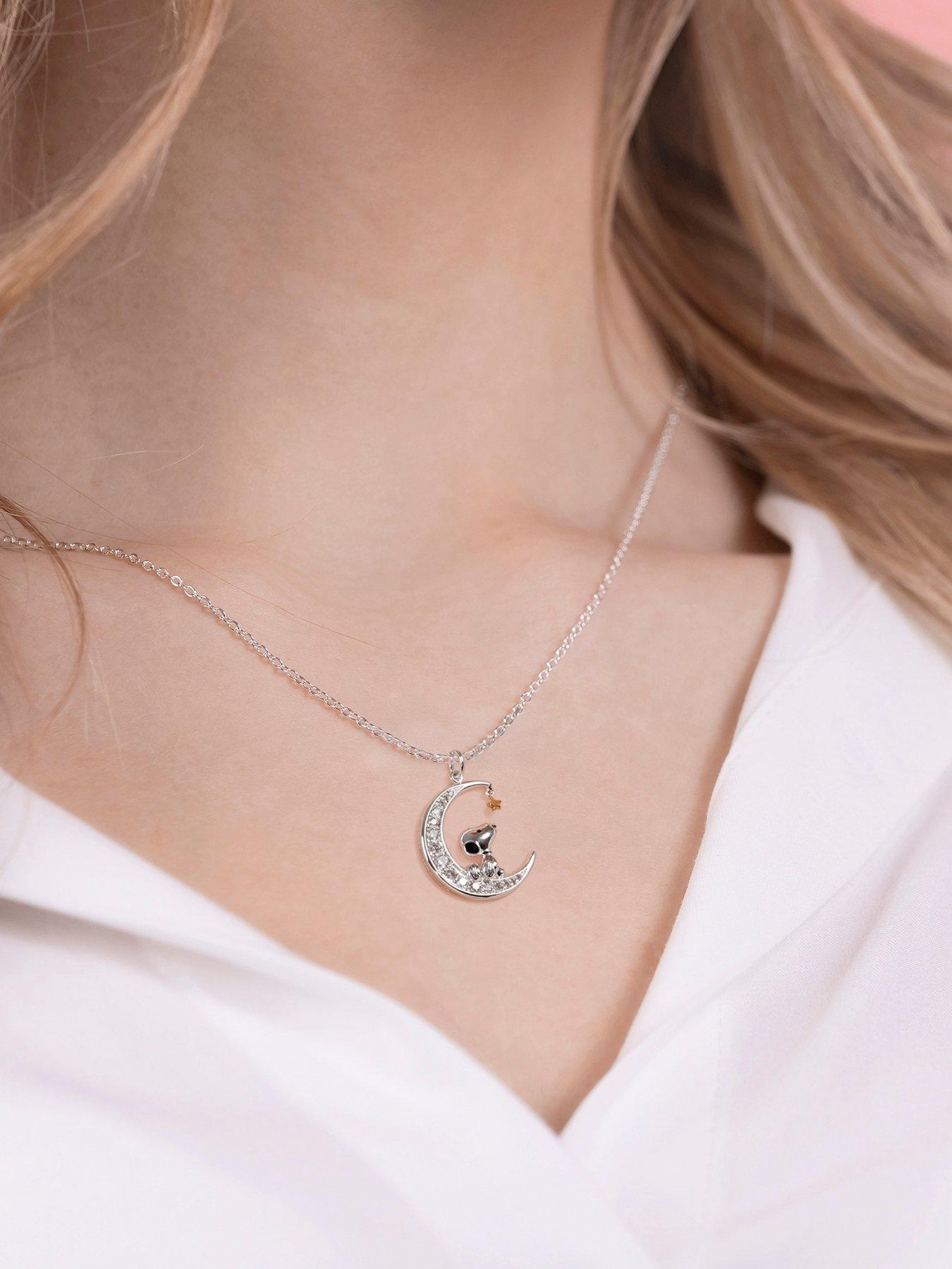 Image 3 of 4 of Snoopy Peanuts Stone Set Moon Necklace - Multi