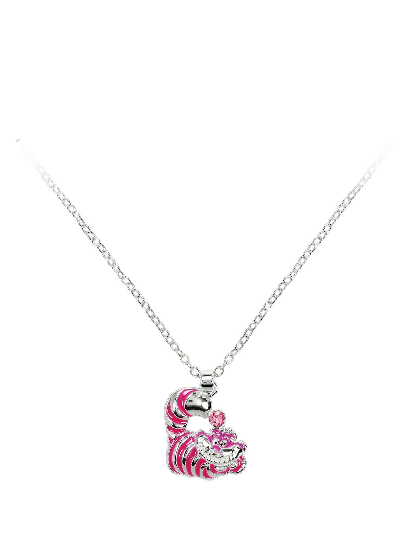 Disney Cheshire Cat Pendant Necklace With Stone - Pink
