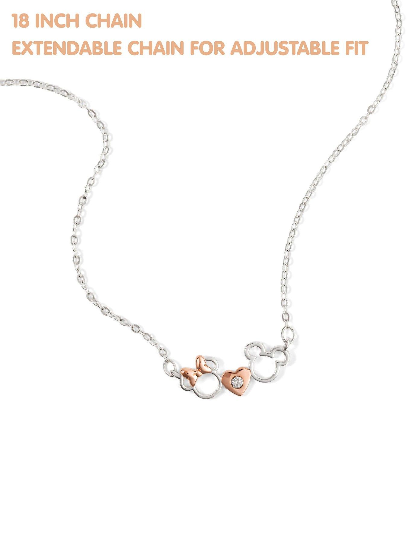 Image 2 of 3 of Mickey Mouse Mickey &amp; Minnie Necklace With Stone - Silver