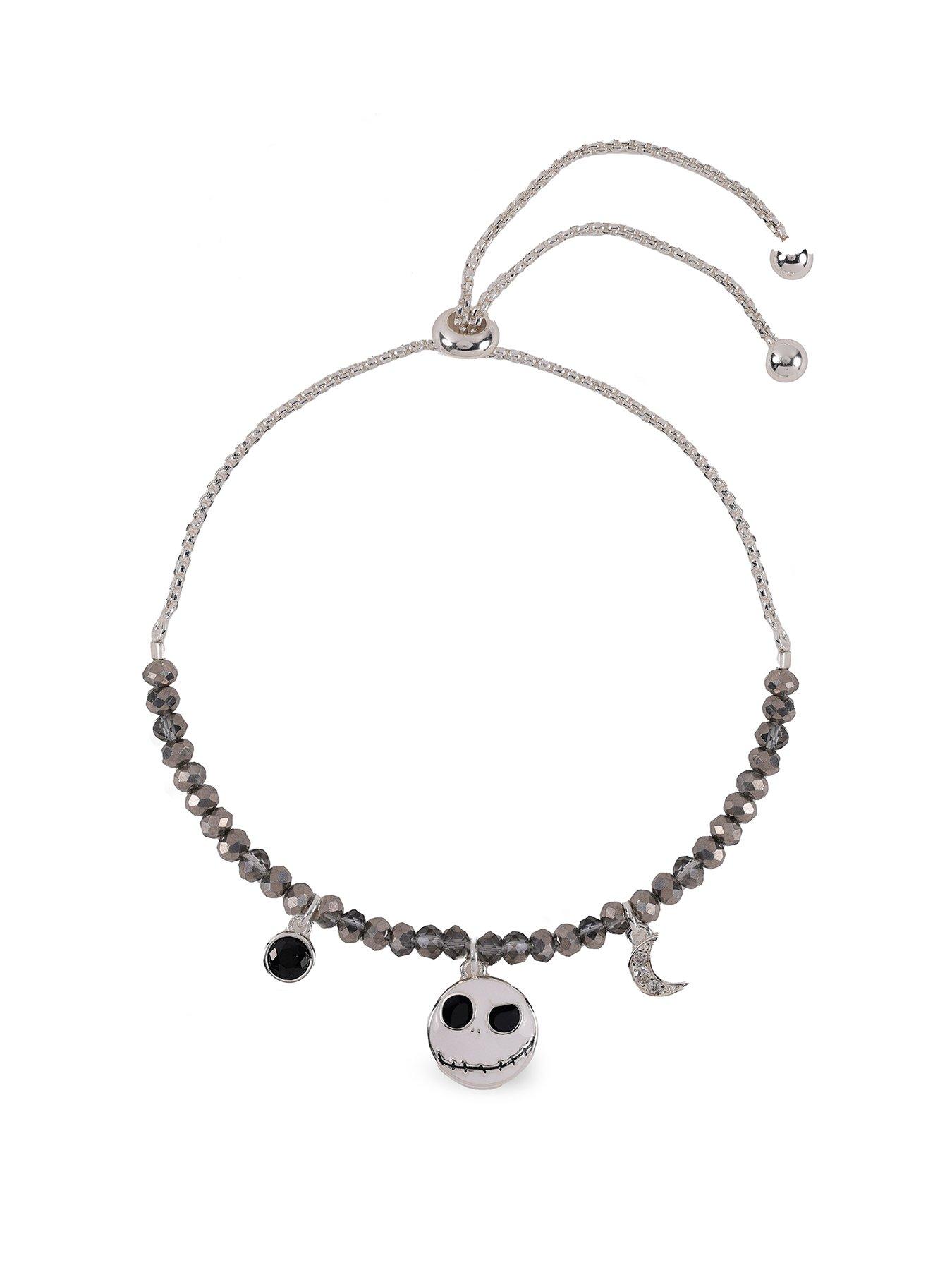Disney Brass Nightmare Before Christmas Jack Charm Beaded Lariat Bracelet