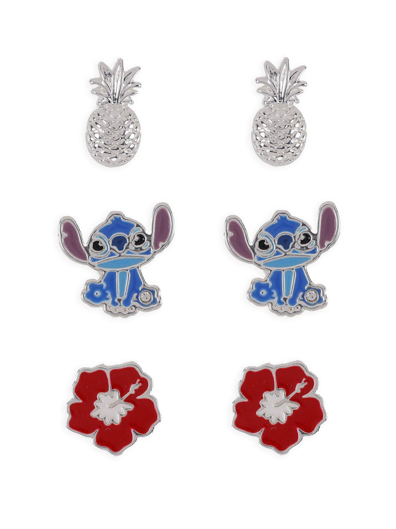 Disney Stitch Silver Plated 3Pc Stud Earring Set - Multi