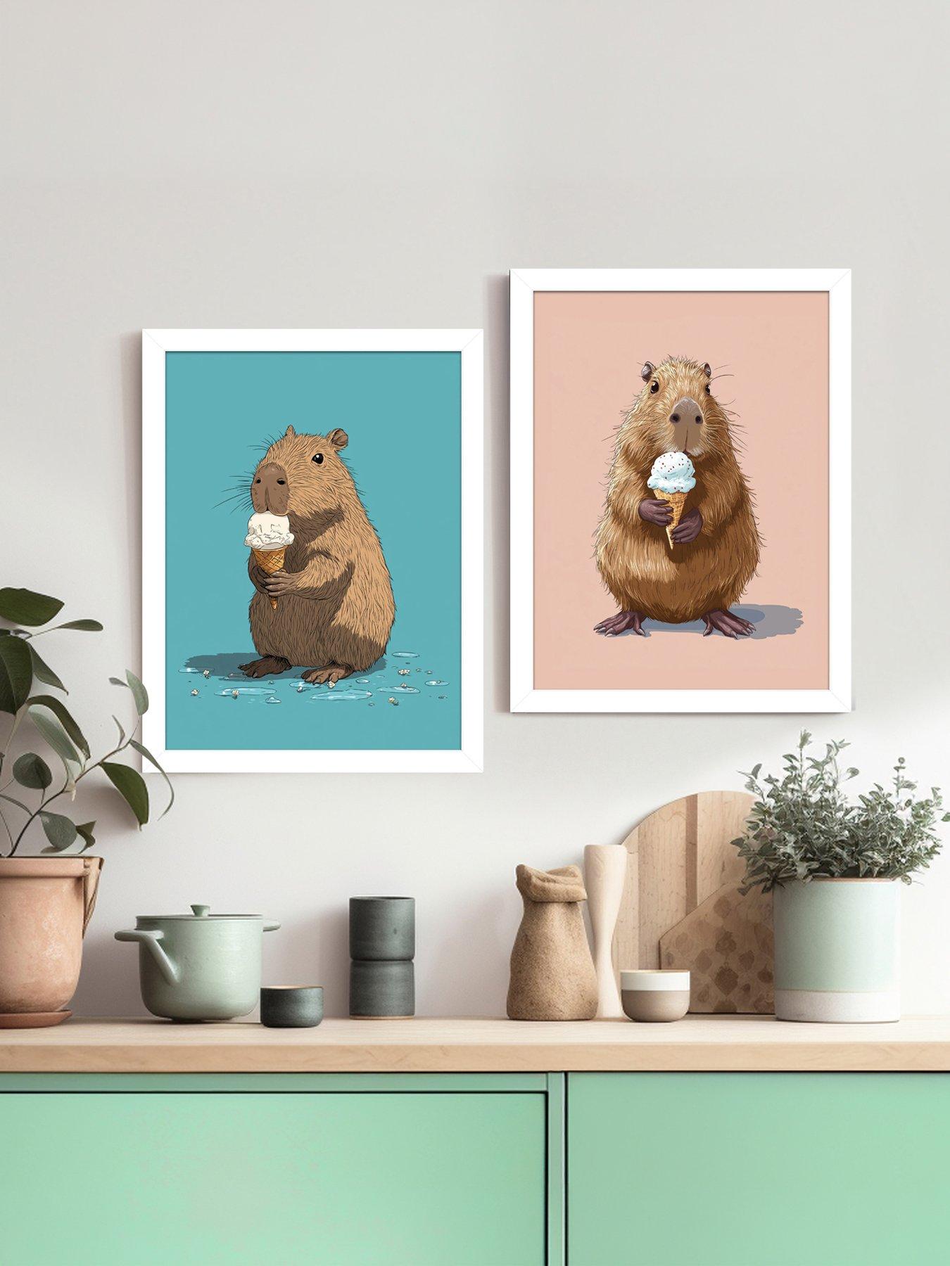 Image 1 of 2 of The Art Group CAPYBARA ICE CREAM 30X40 TWO PRINTS