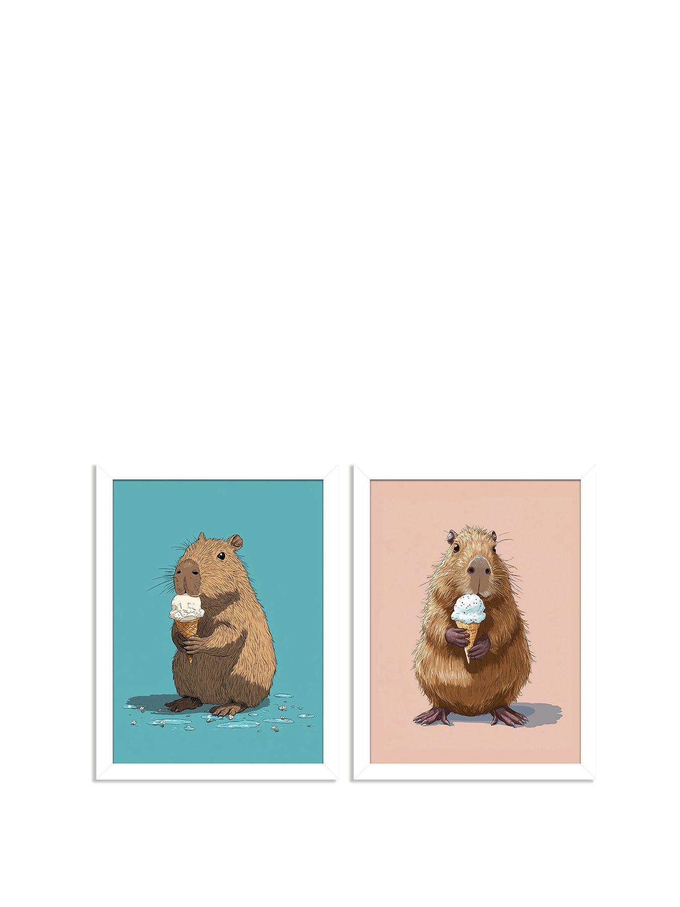 Image 2 of 2 of The Art Group CAPYBARA ICE CREAM 30X40 TWO PRINTS