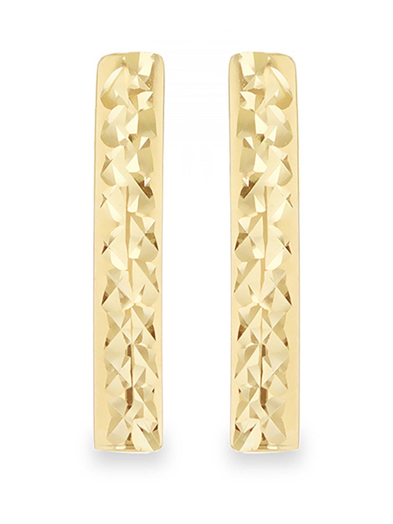 The Love Collection 9ct Yellow Gold Diamond Cut Bar Drop Earring