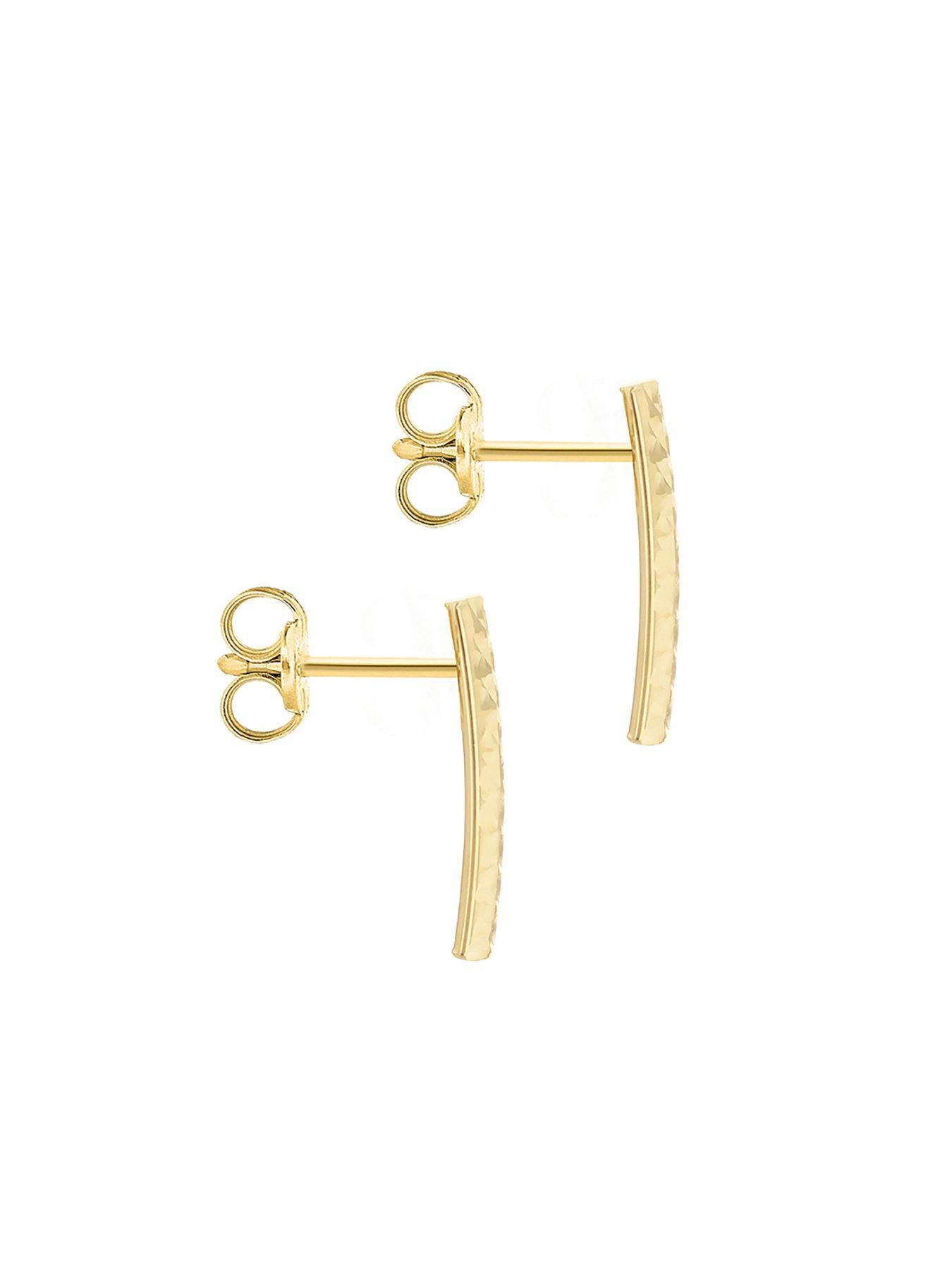 Image 2 of 4 of The Love Collection 9ct Yellow Gold Diamond Cut Bar Drop Earring