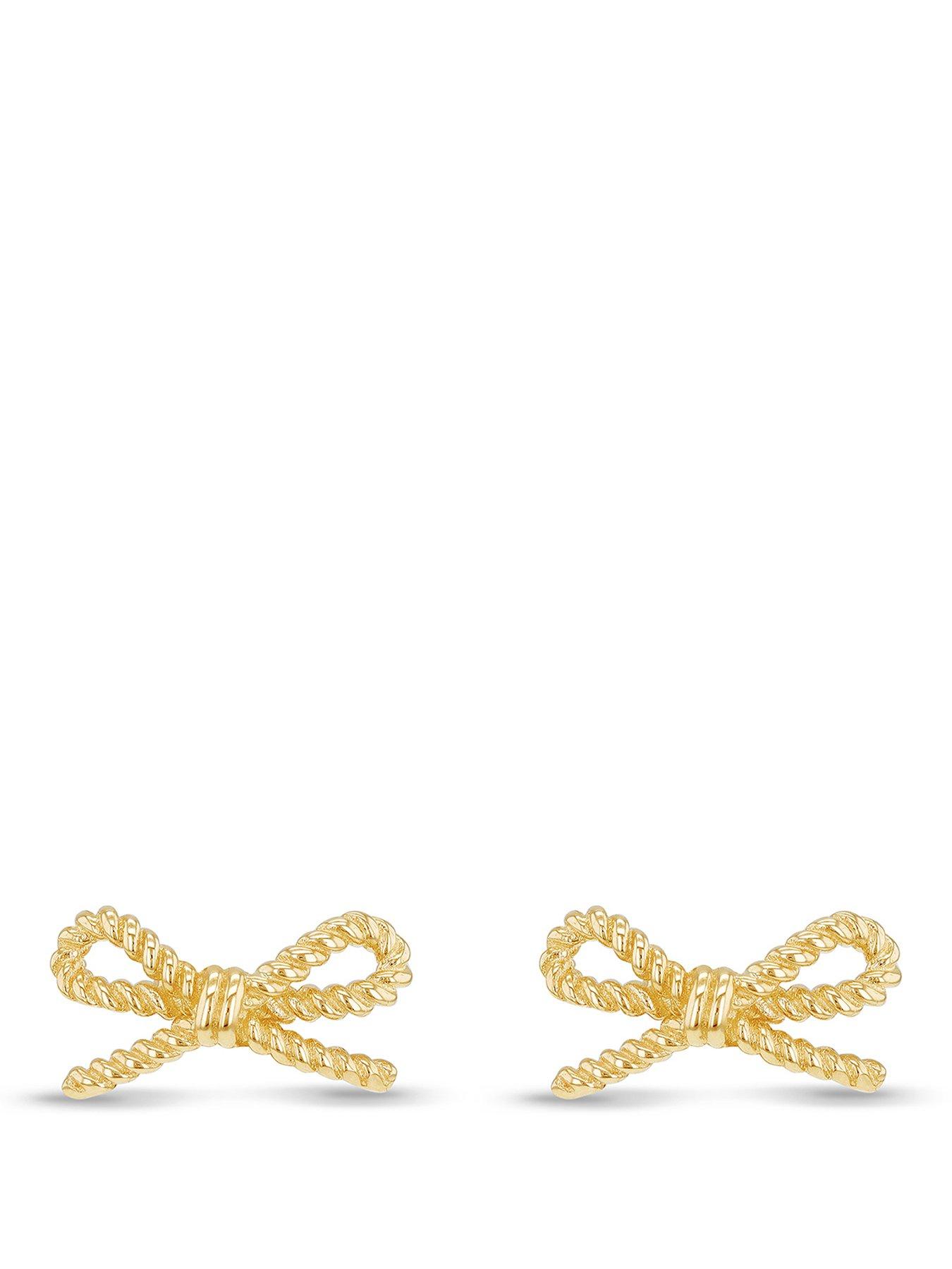 The Love Collection 9ct Yellow Gold Twisted Bow Stud Earrings