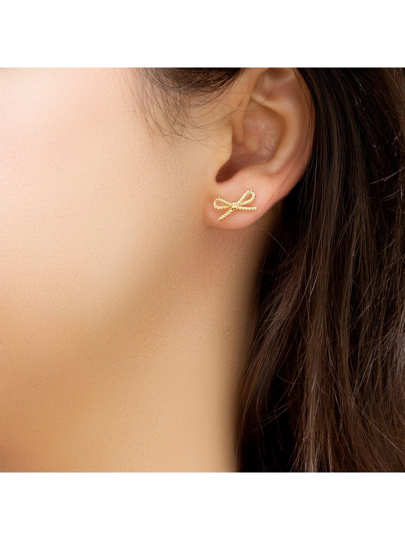 Image 4 of 5 of The Love Collection 9ct Yellow Gold Bow Earrings