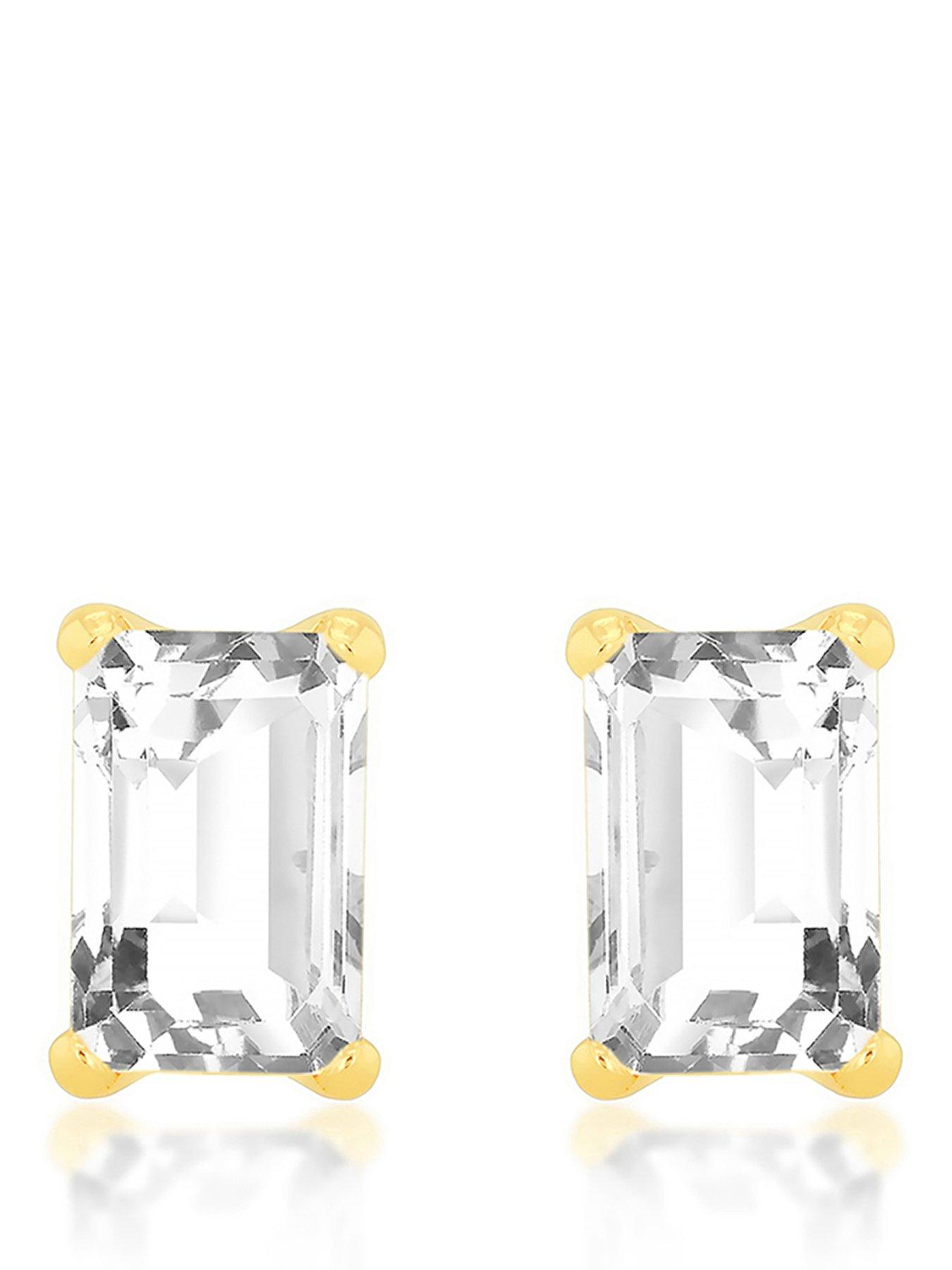 The Love Collection 9ct Yellow Gold 4mm x 6mm  Rectangle CZ Stud Earring