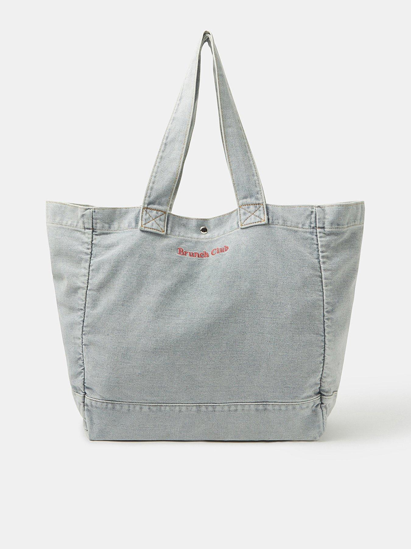Image 1 of 5 of Accessorize Brunch Club Denim Shopper Bag