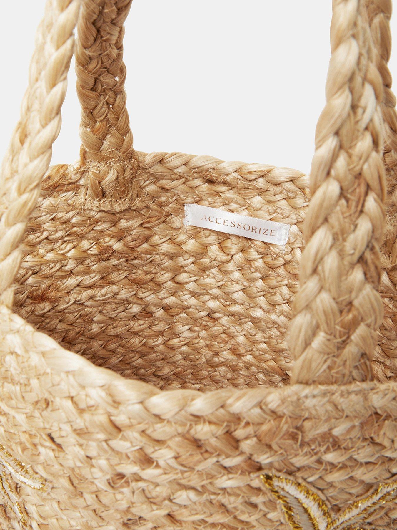 Image 4 of 4 of Accessorize Embroidered Starfish Raffia Bag