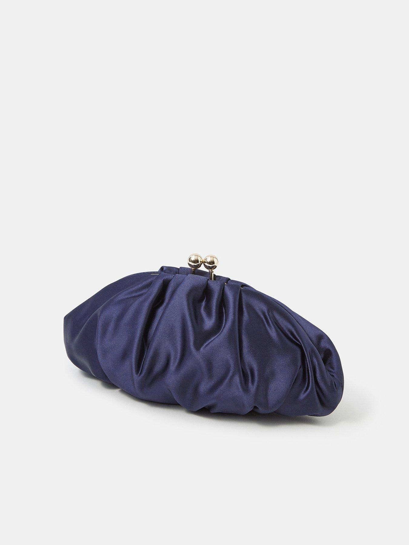 Image 3 of 5 of Accessorize Ruched Satin Clip Frame Clutch Bag