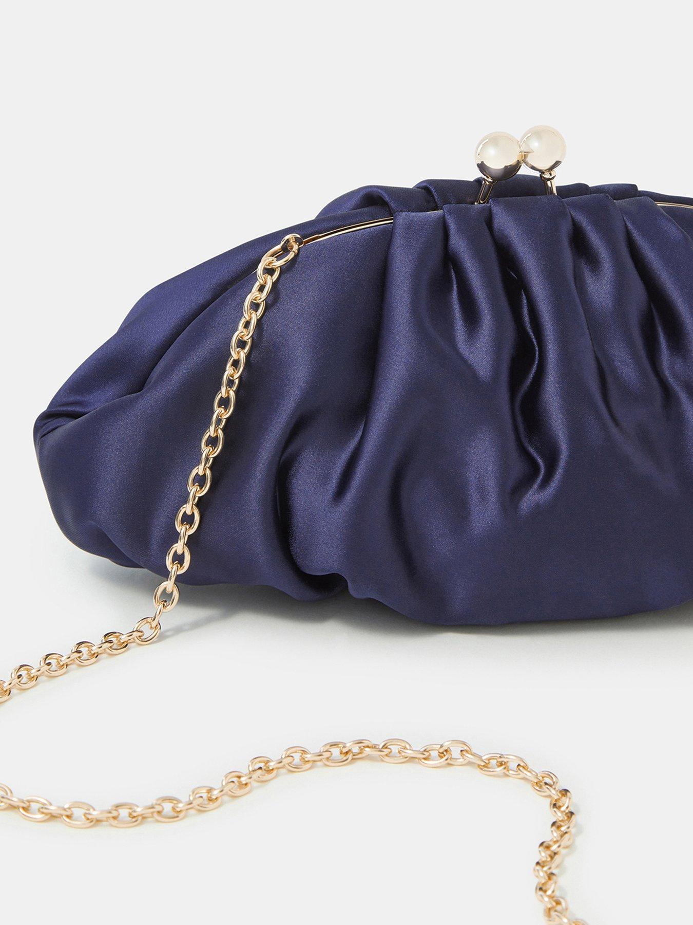 Image 5 of 5 of Accessorize Ruched Satin Clip Frame Clutch Bag