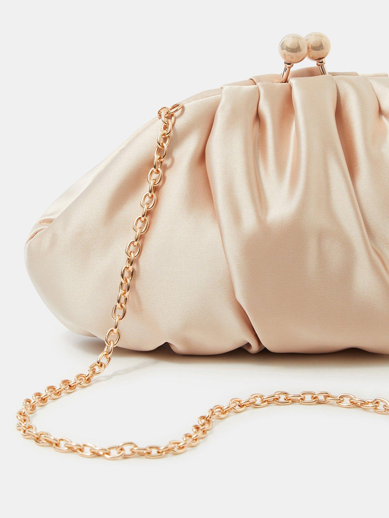 Image 5 of 5 of Accessorize Ruched Satin Clip Frame Clutch Bag