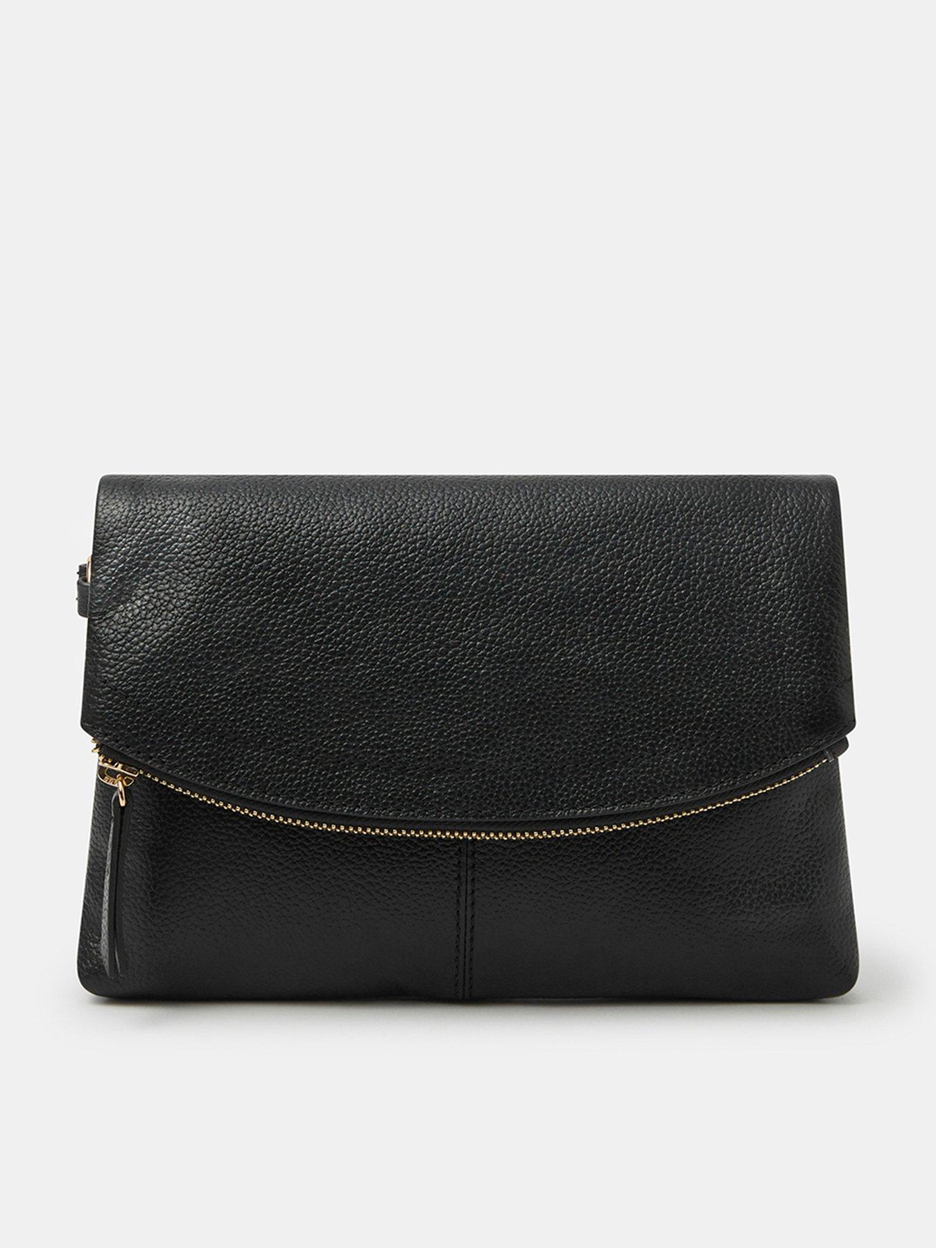 Accessorize Curved Foldover Leather Wristlet Bag