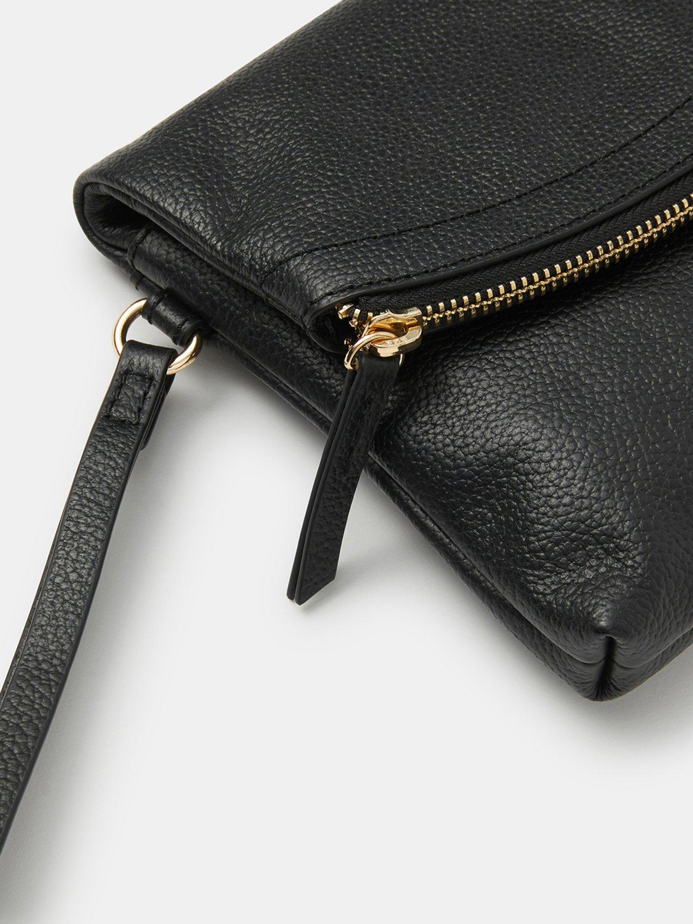 Image 4 of 5 of Accessorize Curved Foldover Leather Wristlet Bag