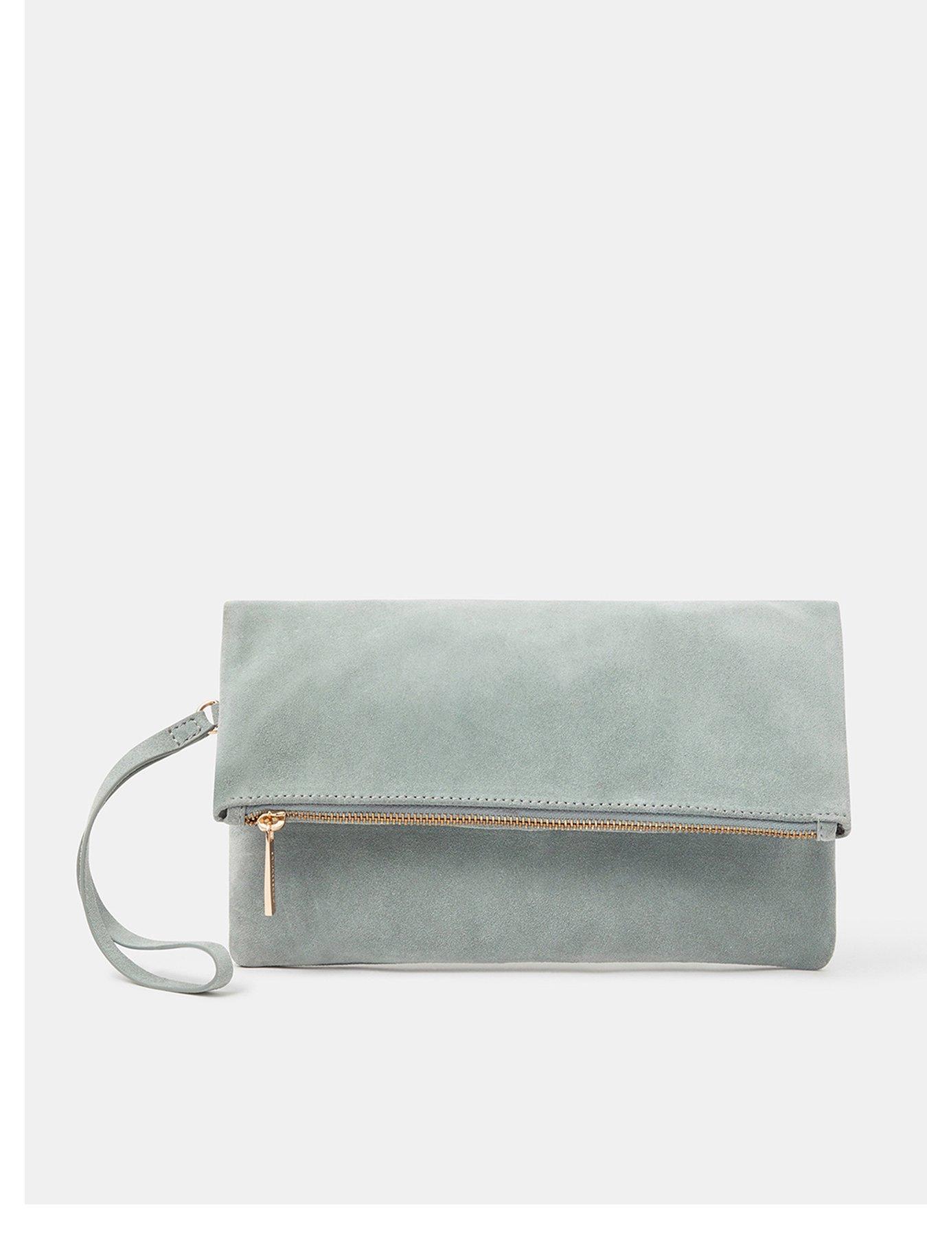 Accessorize Foldover Suede Wristlet Bag