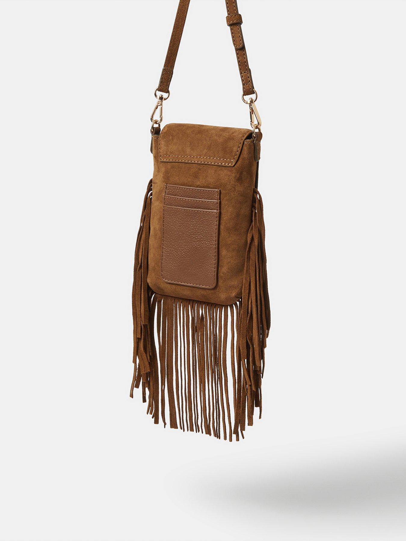 Image 3 of 5 of Accessorize Fringe Suede Phone Bag