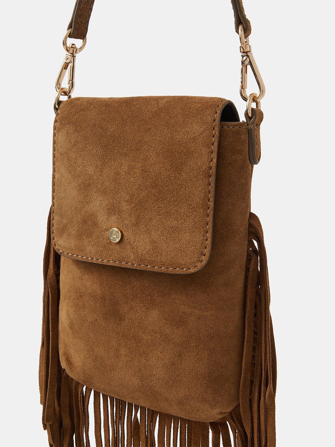 Image 4 of 5 of Accessorize Fringe Suede Phone Bag